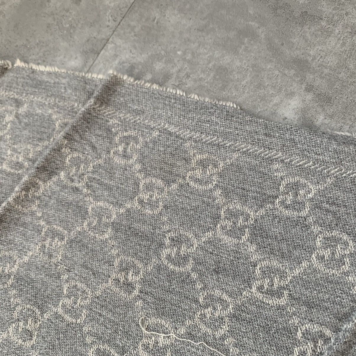 Gucci GUCCI Scarf Wool GG Logo Monogram Grey Gray Big Size ONE SIZE - 7 Thumbnail