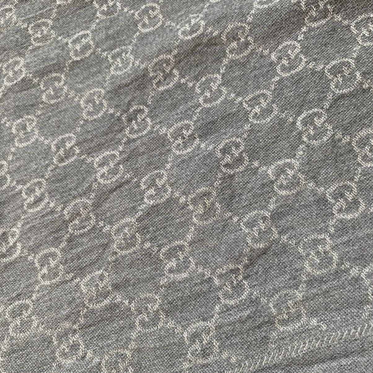 Gucci GUCCI Scarf Wool GG Logo Monogram Grey Gray Big Size ONE SIZE - 6 Thumbnail