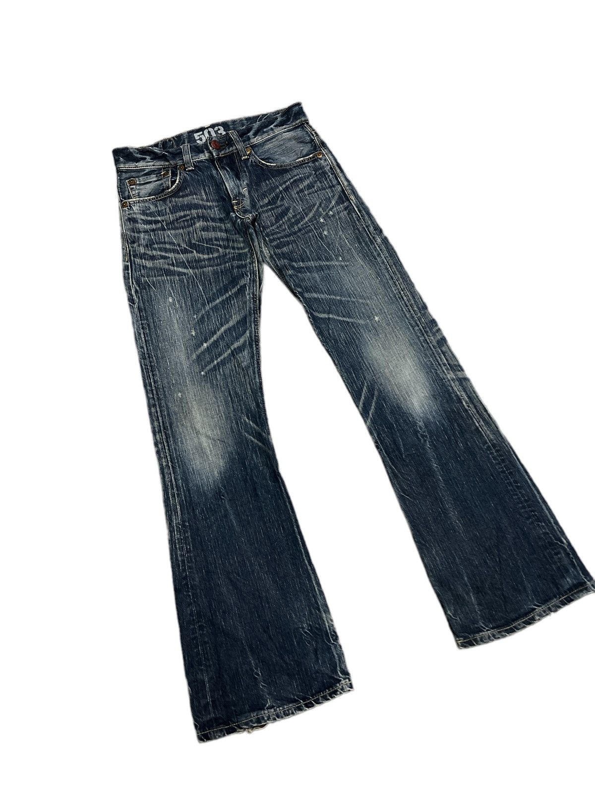 Japanese Brand FLARED💥EDWIN 503 BLUE TRIP DISTRESSED DENIM PANTS Size US 30 / EU 46 - 5 Thumbnail