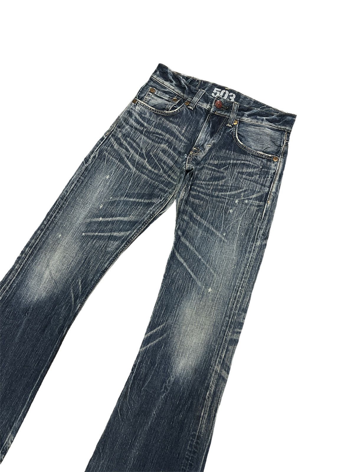 Japanese Brand FLARED💥EDWIN 503 BLUE TRIP DISTRESSED DENIM PANTS Size US 30 / EU 46 - 4 Thumbnail
