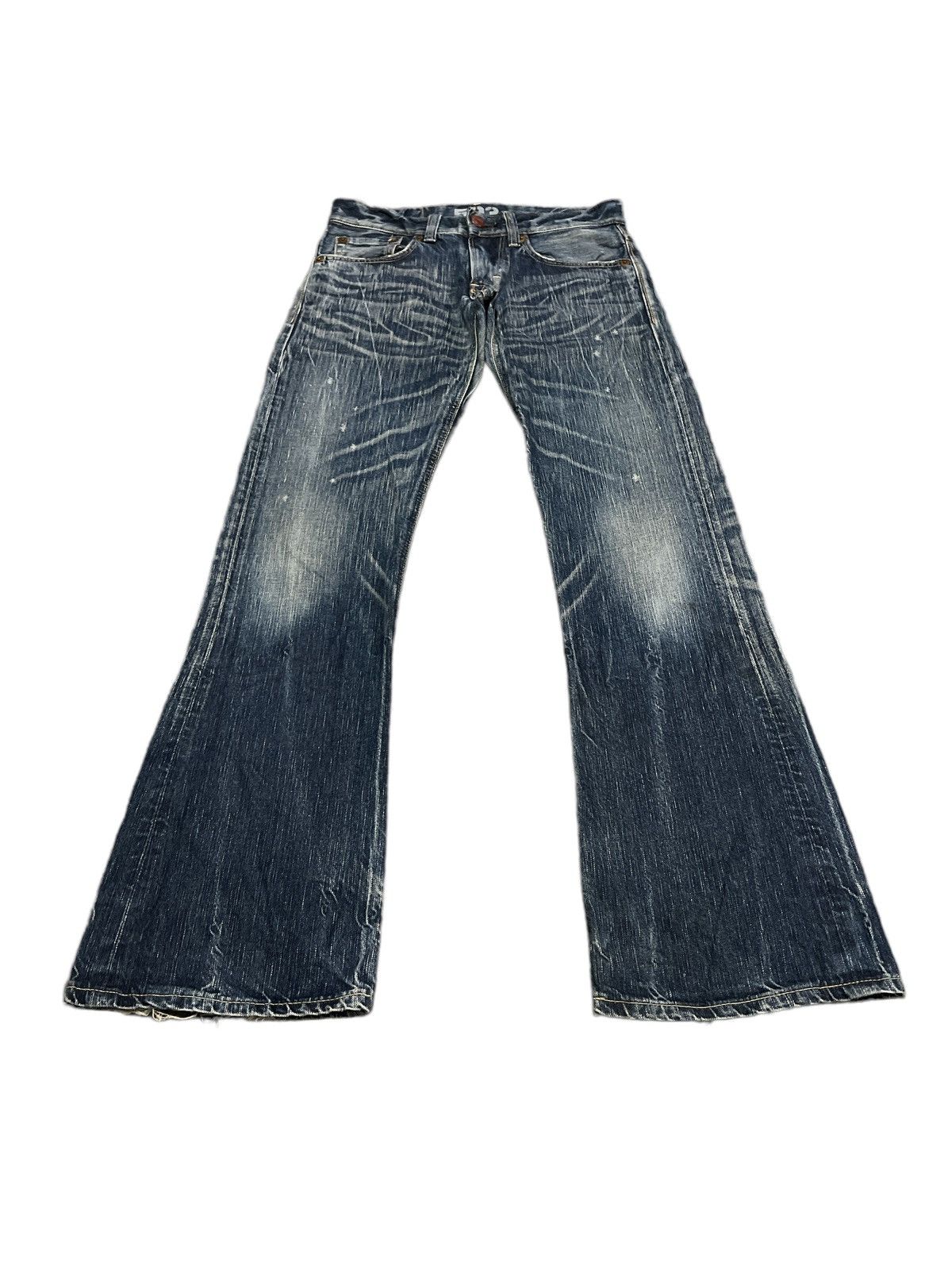 Japanese Brand FLARED💥EDWIN 503 BLUE TRIP DISTRESSED DENIM PANTS Size US 30 / EU 46 - 2 Thumbnail