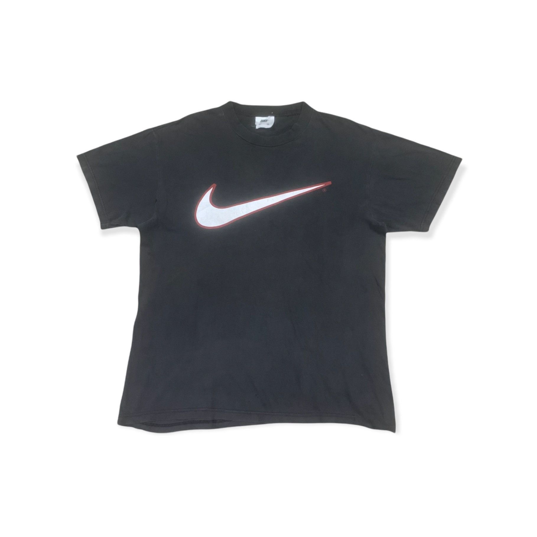 image of Nike Big Center Swoosh T-Shirt M Pit L in Black, Men's (Size Medium)