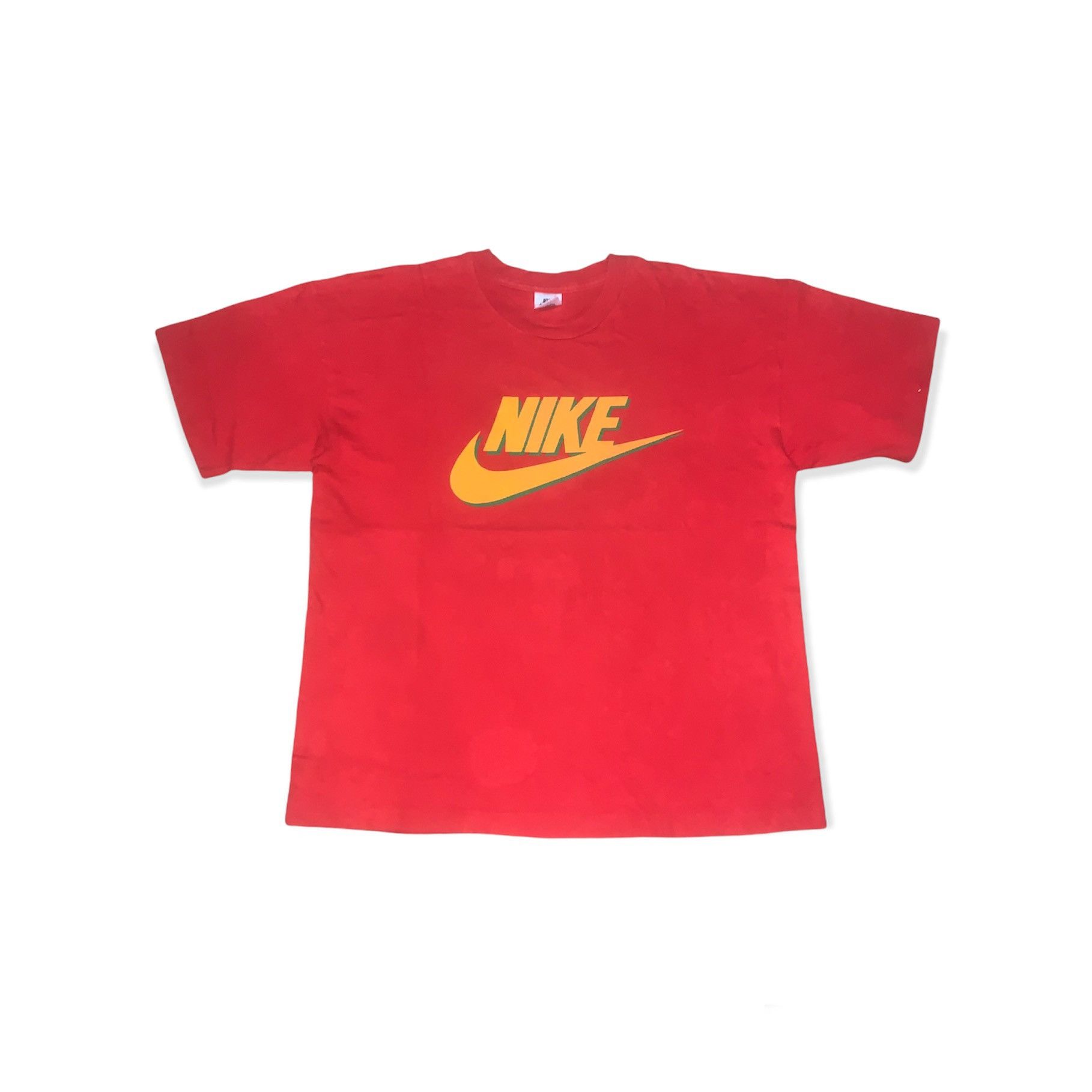 image of Nike Center Swoosh Spellout Logo Tshirt in Red, Men's (Size Large)
