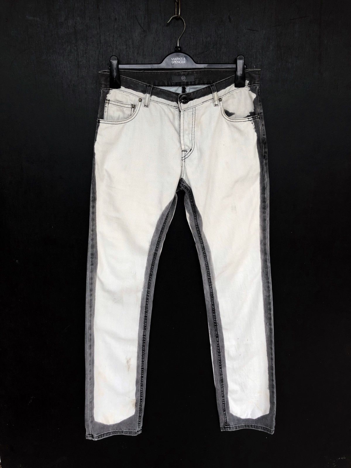 Alexander McQueen GRAIL🔥Alexander McQueen White Black Dye Slim Denim Size US 32 / EU 48 - 3 Thumbnail