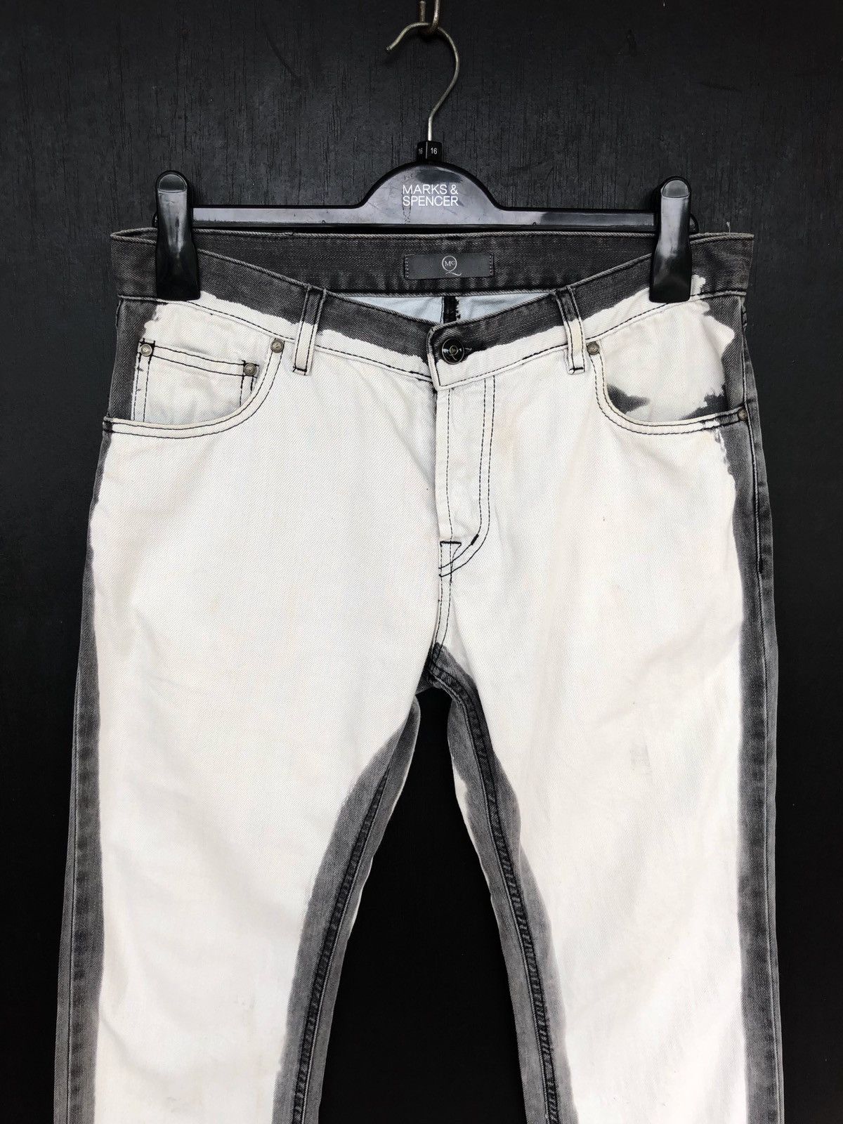 Alexander McQueen GRAIL🔥Alexander McQueen White Black Dye Slim Denim Size US 32 / EU 48 - 5 Thumbnail