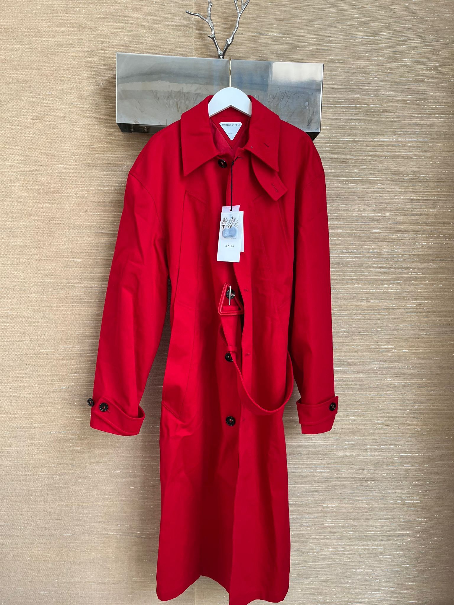Bottega Veneta Belted Trench in Heavy Cotton Twill in Lipstick Red Size US M / EU 48-50 / 2 - 2 Thumbnail