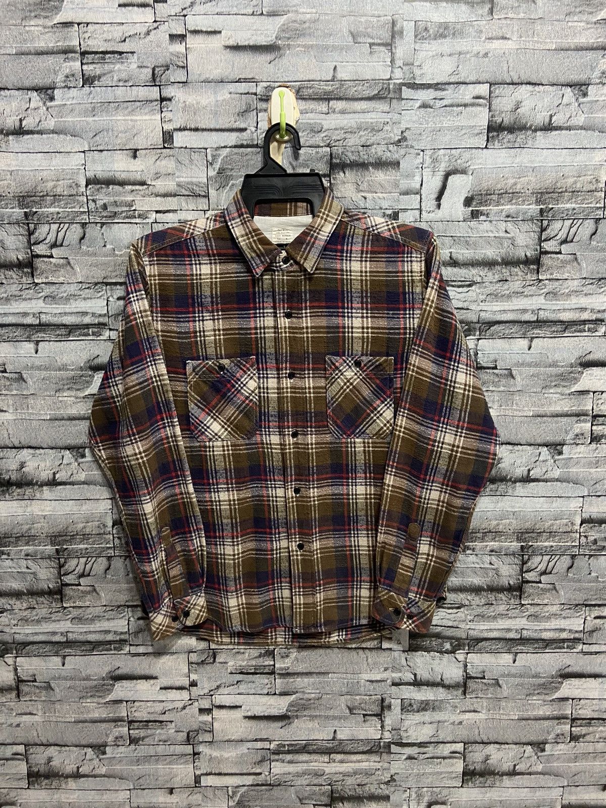 Japanese Brand Vintage Back Number Flannel plaid double pocket Size US M / EU 48-50 / 2 - 1 Thumbnail