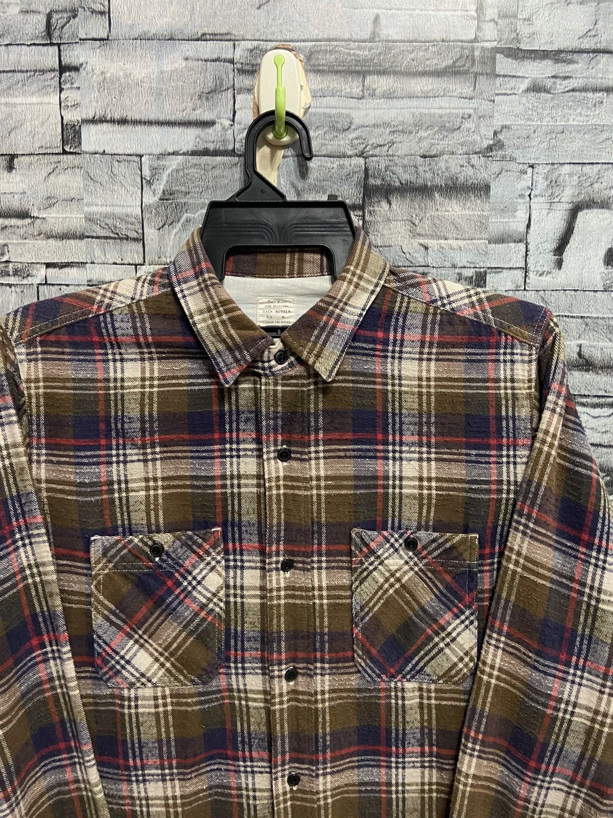 Japanese Brand Vintage Back Number Flannel plaid double pocket Size US M / EU 48-50 / 2 - 2 Thumbnail