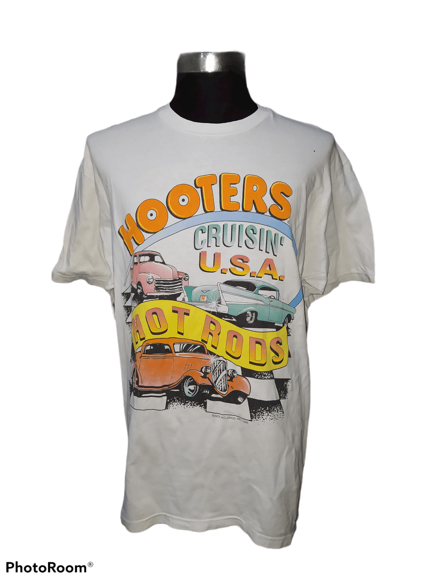 Hanes × NASCAR × Vintage Vintage 95 Hooters Hot Rods Tshirt Size US XL / EU 56 / 4 - 1 Thumbnail