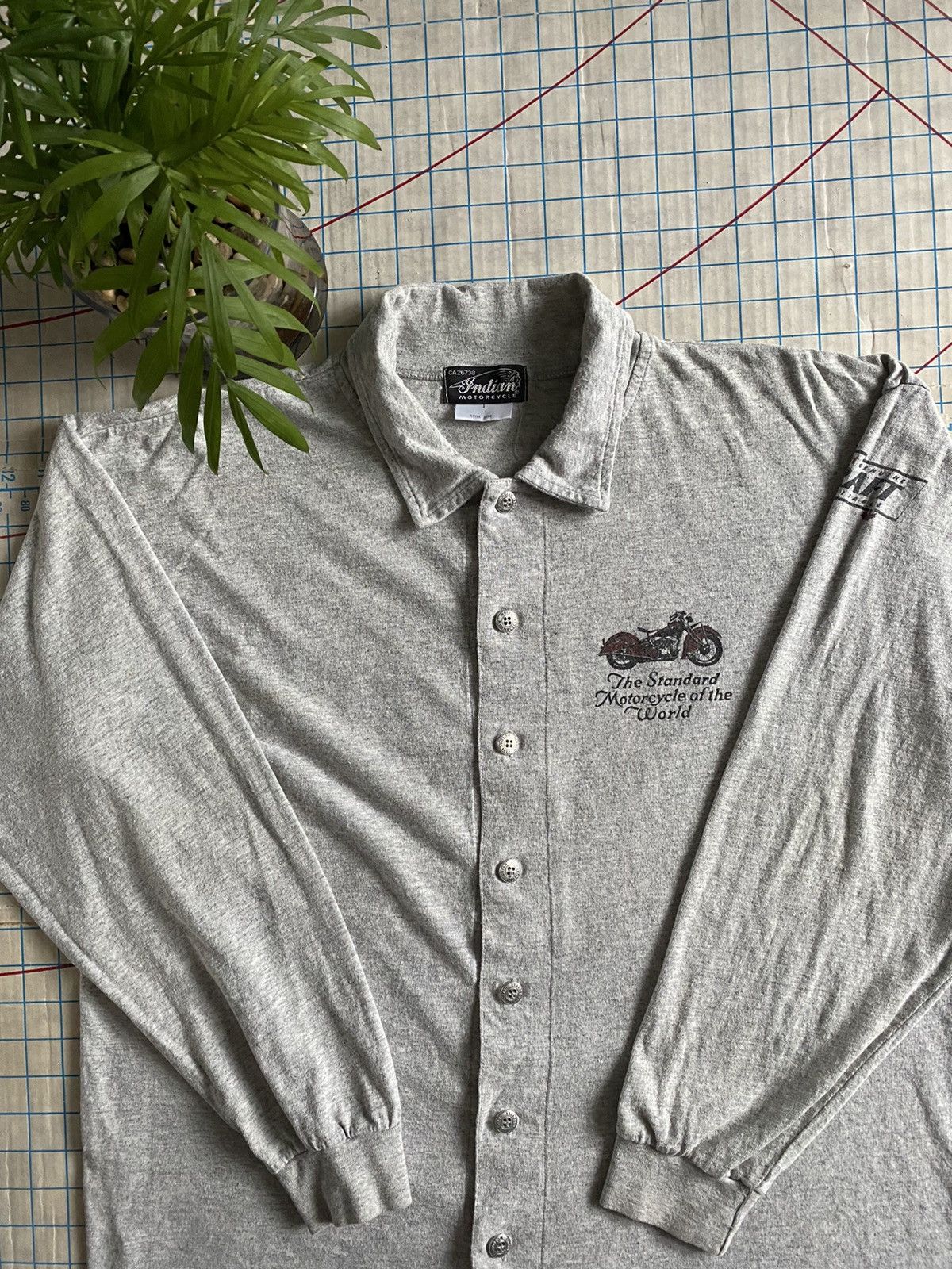 Indian Motorcycle × Vintage Vintage Indian Motorcycles Button Up Shirt Fits Large Grey Size US L / EU 52-54 / 3 - 6 Thumbnail
