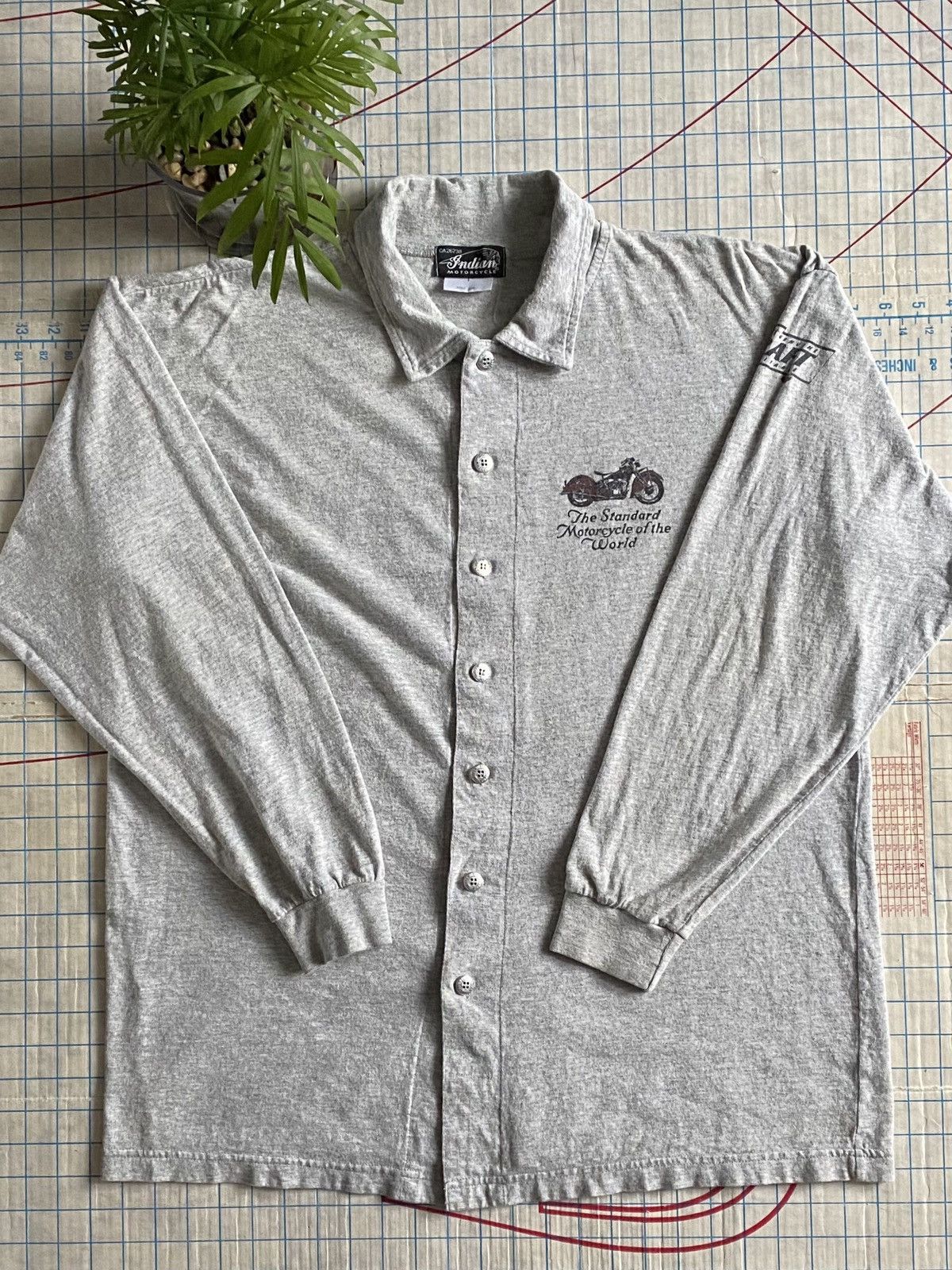 Indian Motorcycle × Vintage Vintage Indian Motorcycles Button Up Shirt Fits Large Grey Size US L / EU 52-54 / 3 - 4 Thumbnail