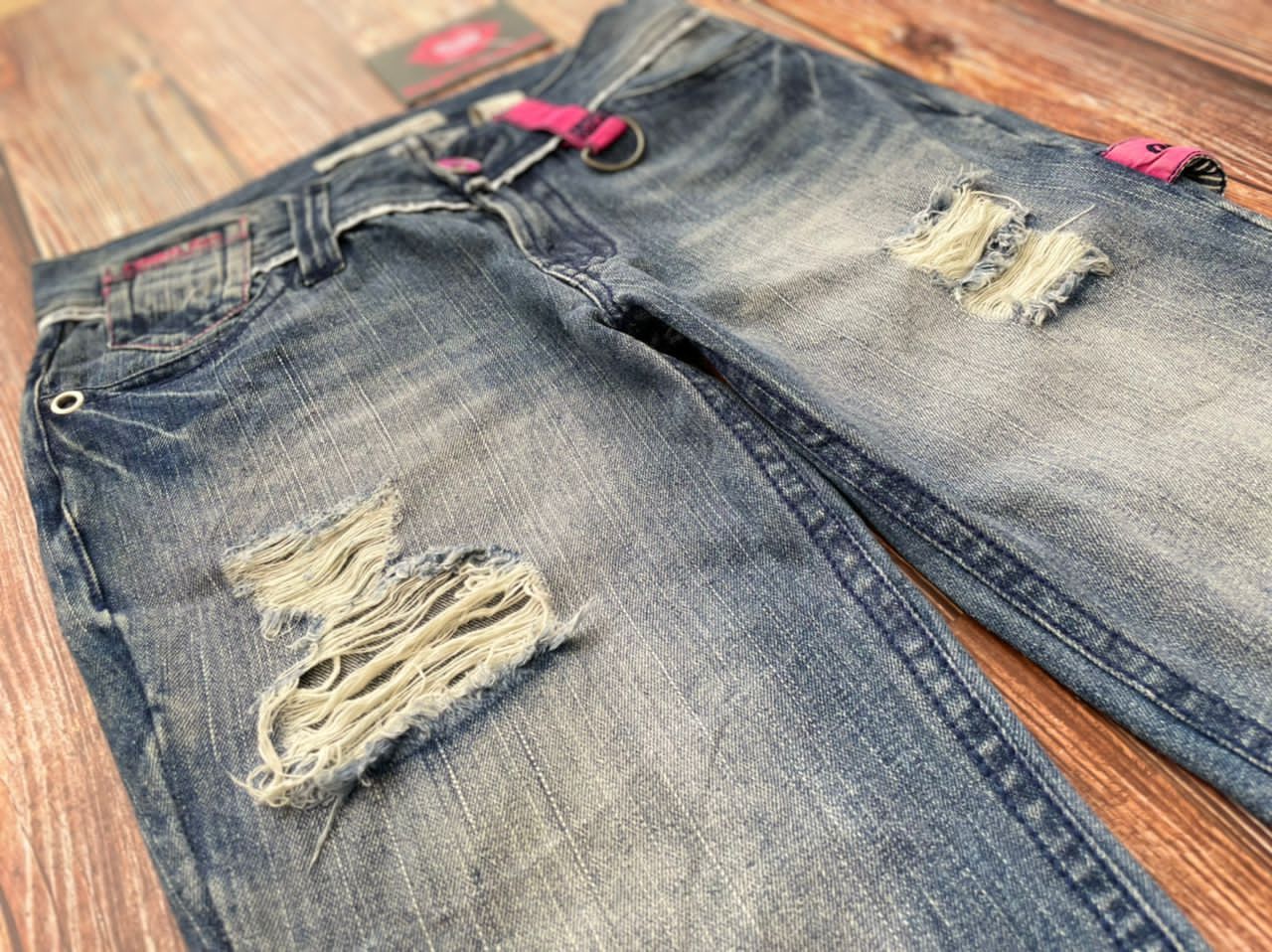 Japanese Brand Japanese Jeans Distressed Ripped Blue Moon Size 31" - 7 Thumbnail