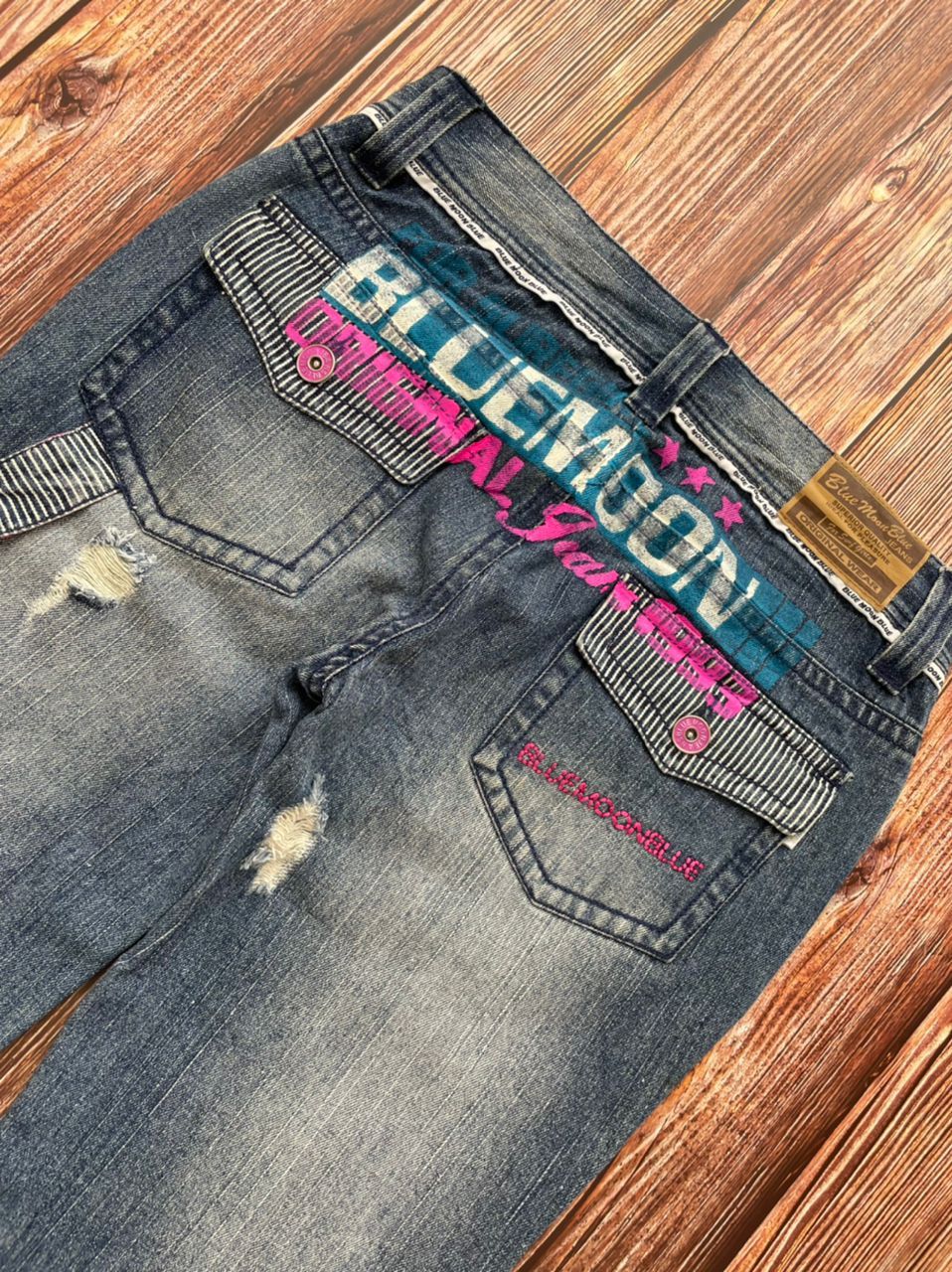 Japanese Brand Japanese Jeans Distressed Ripped Blue Moon Size 31" - 1 Thumbnail
