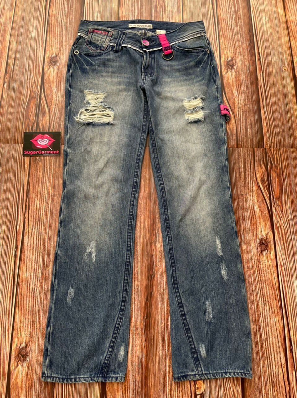 Japanese Brand Japanese Jeans Distressed Ripped Blue Moon Size 31" - 10 Thumbnail