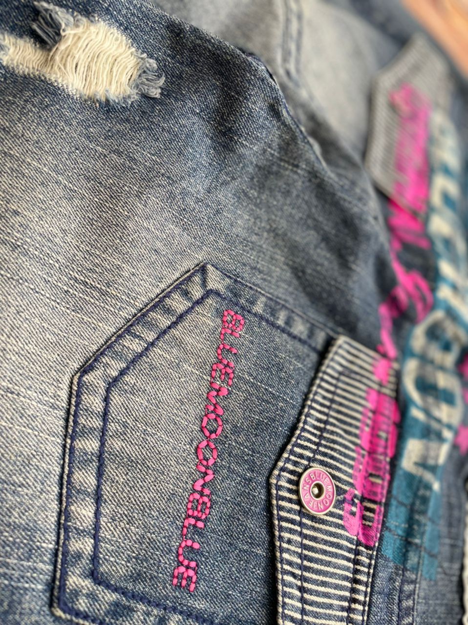 Japanese Brand Japanese Jeans Distressed Ripped Blue Moon Size 31" - 9 Thumbnail