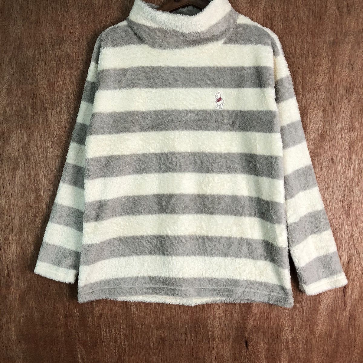 Disney Uniqlo X Pooh Stripe fleece Shaggy Fur Mohair Knitwear#6530 Size US M / EU 48-50 / 2 - 3 Thumbnail