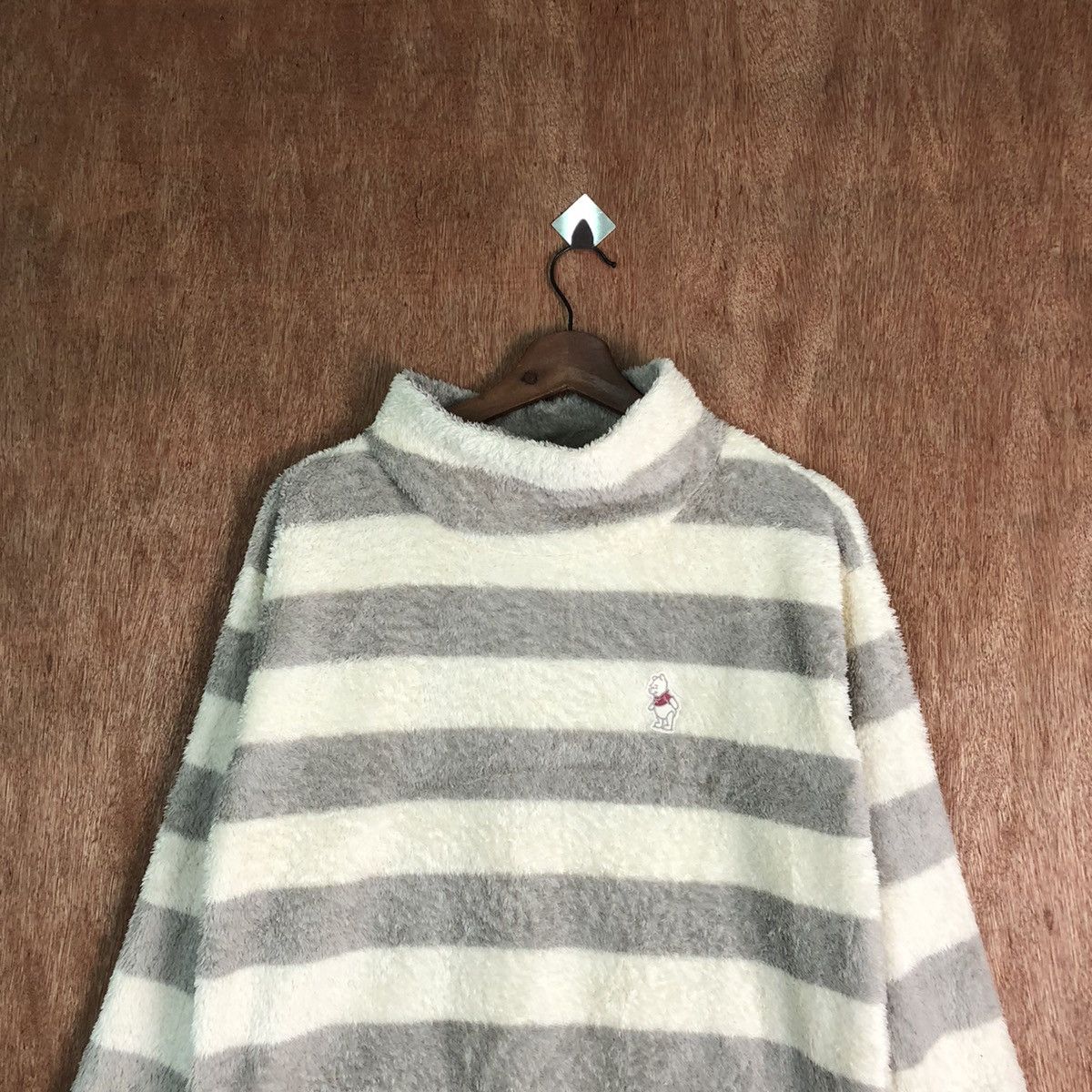 Disney Uniqlo X Pooh Stripe fleece Shaggy Fur Mohair Knitwear#6530 Size US M / EU 48-50 / 2 - 2 Thumbnail