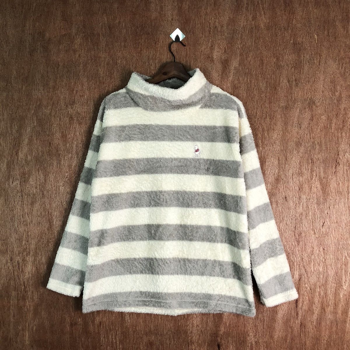 Disney Uniqlo X Pooh Stripe fleece Shaggy Fur Mohair Knitwear#6530 Size US M / EU 48-50 / 2 - 1 Thumbnail