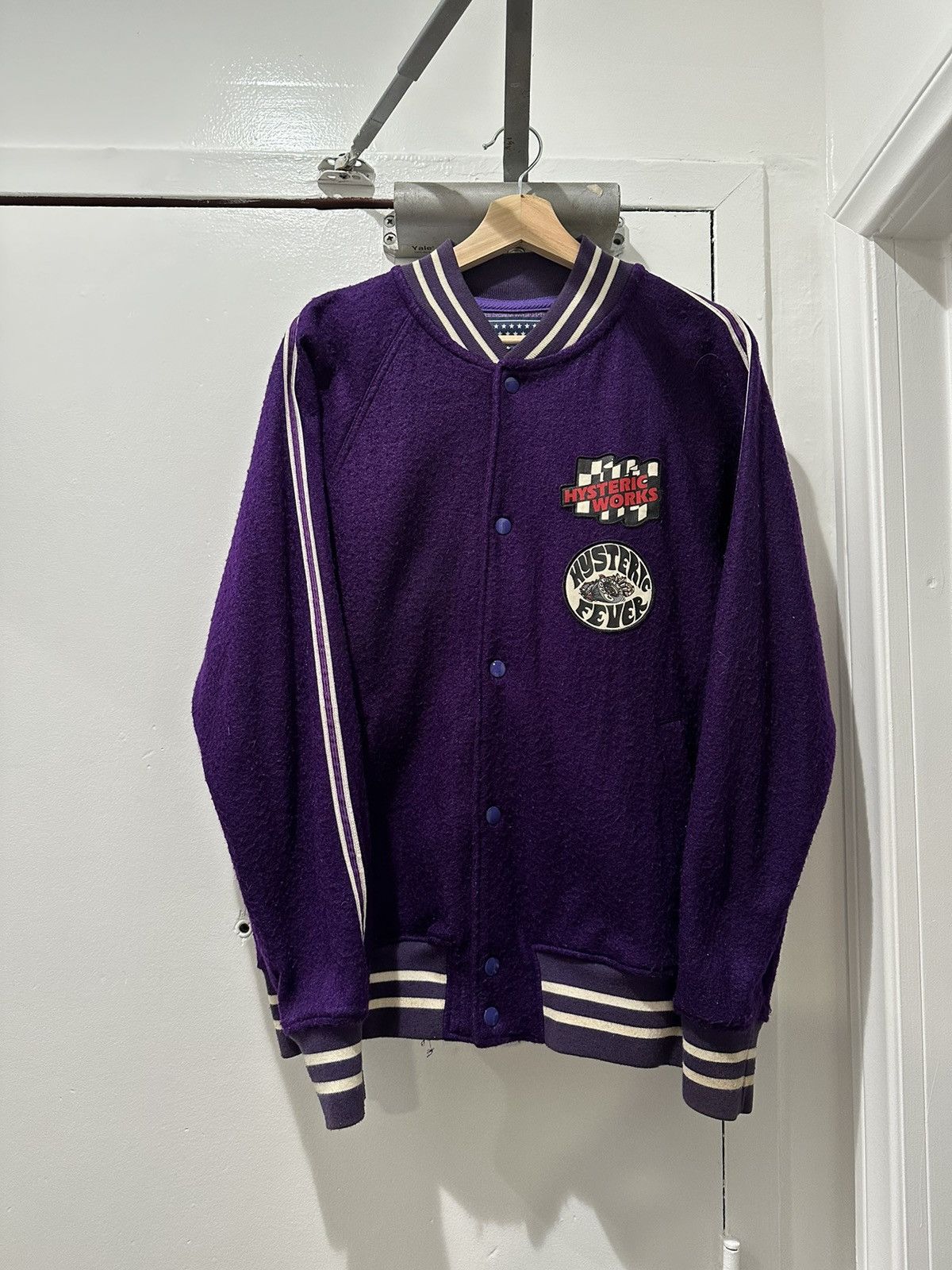 image of Hysteric Glamour Varsity Jacket in Purple, Men's (Size Medium)