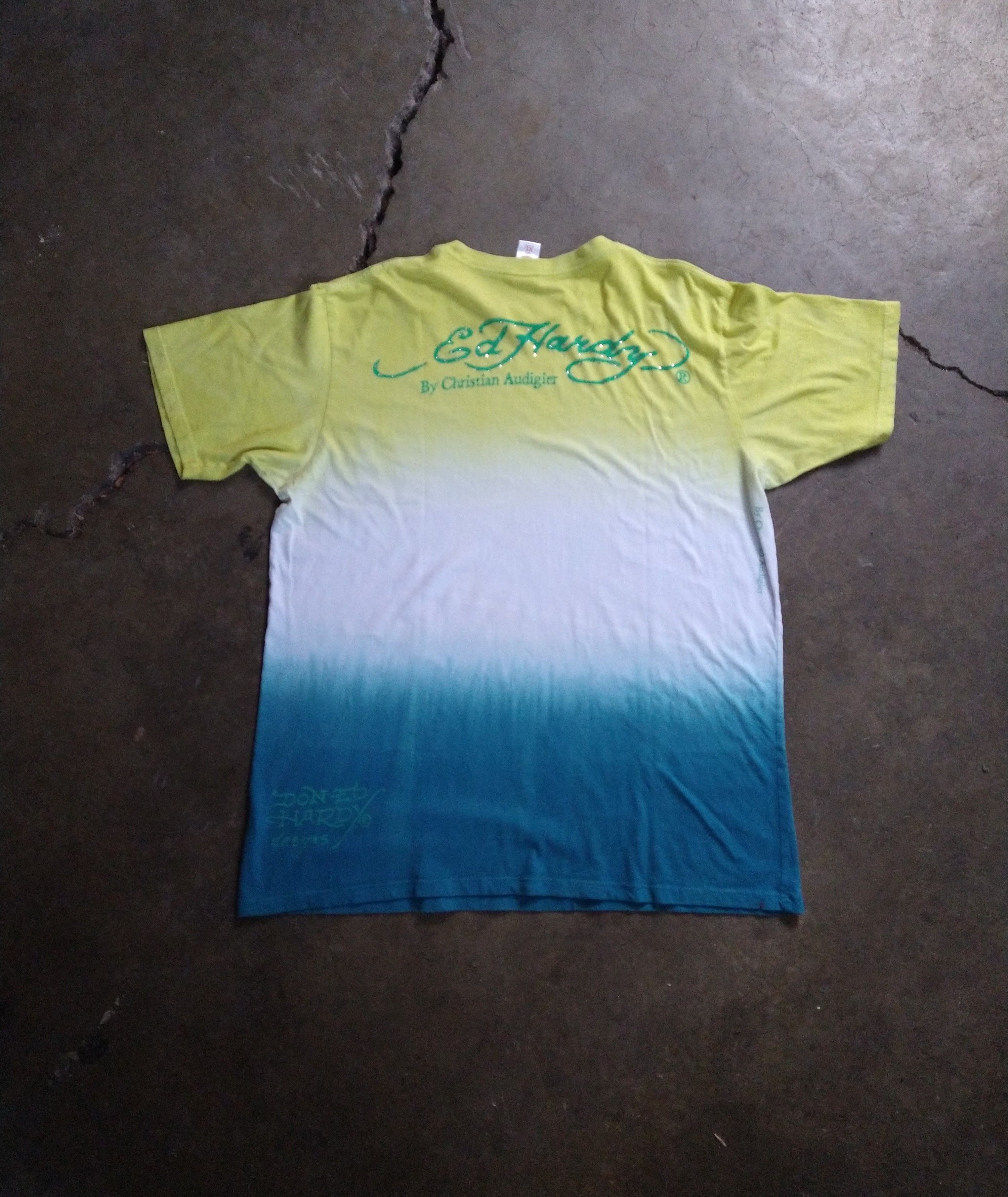 Christian Audigier Ed Hardy Tshirt Men's Size XL Blue Green Snake Geisha Size US XL / EU 56 / 4 - 14 Thumbnail