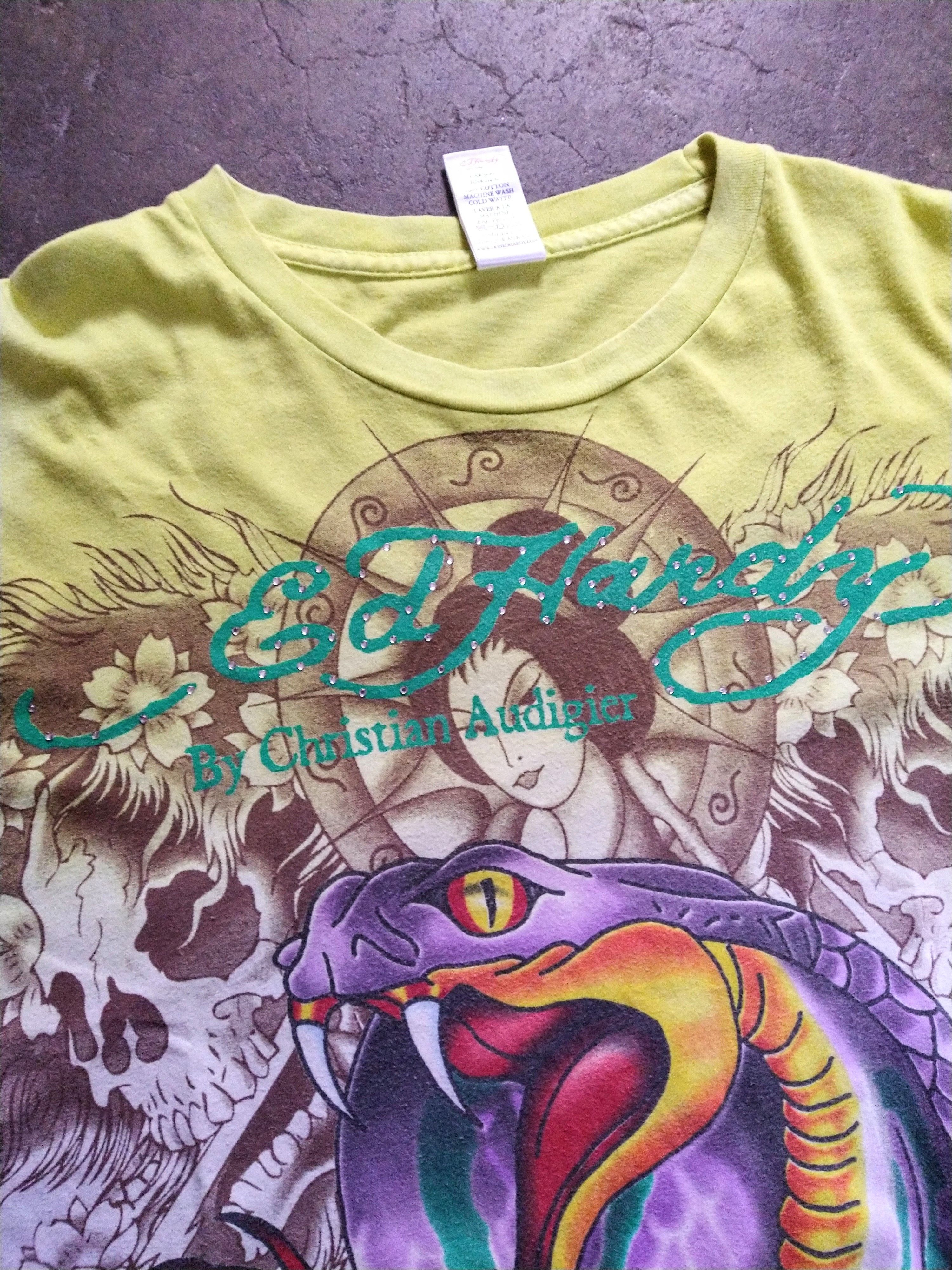 Christian Audigier Ed Hardy Tshirt Men's Size XL Blue Green Snake Geisha Size US XL / EU 56 / 4 - 5 Thumbnail