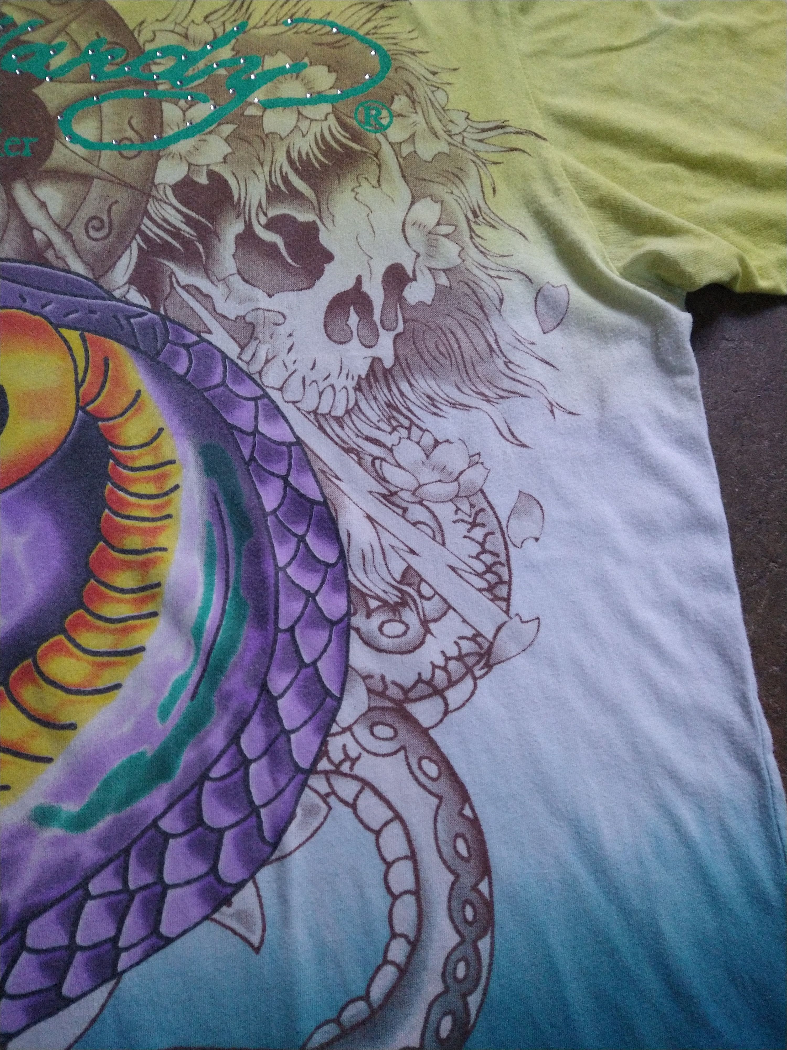 Christian Audigier Ed Hardy Tshirt Men's Size XL Blue Green Snake Geisha Size US XL / EU 56 / 4 - 8 Thumbnail