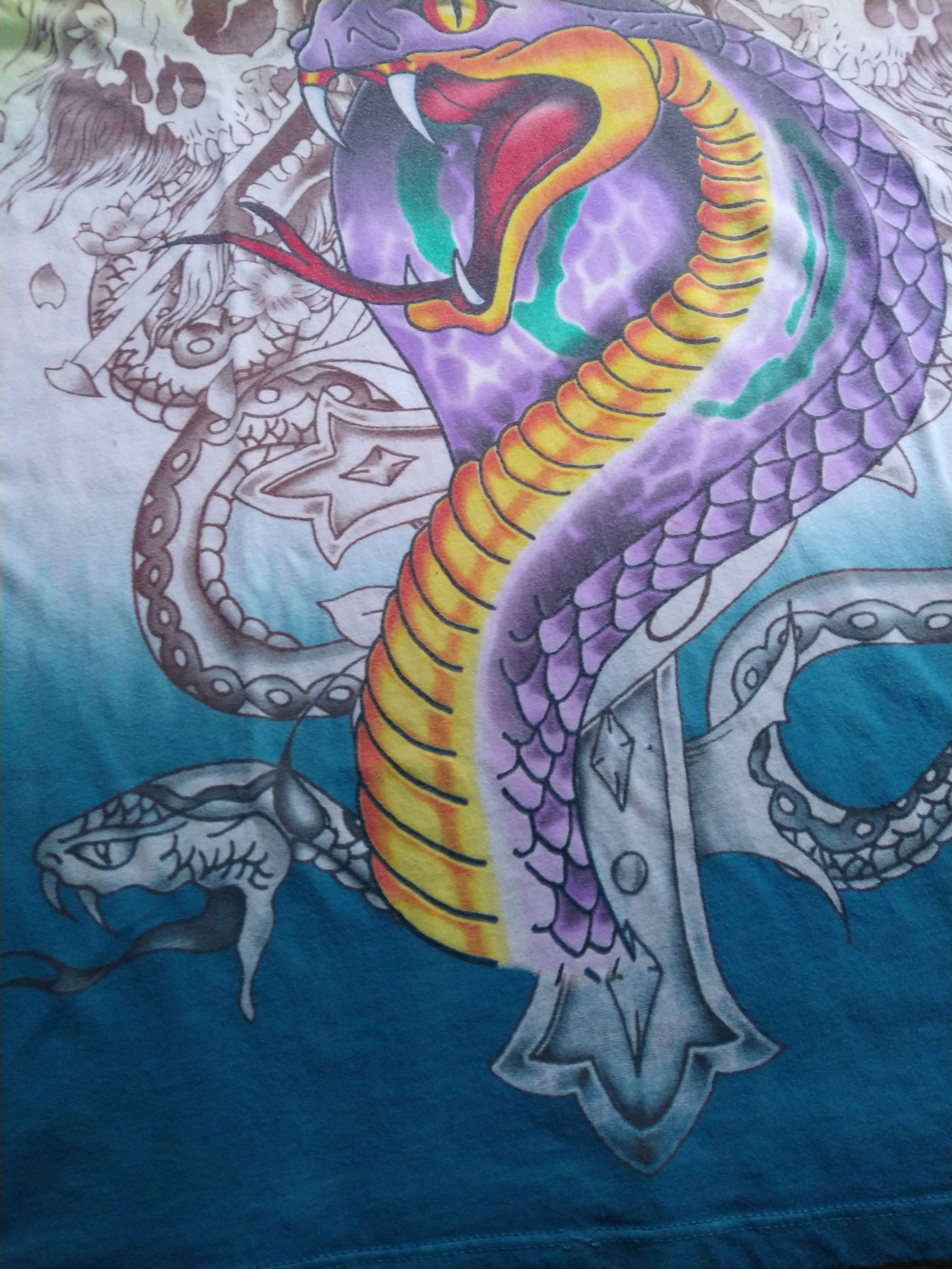 Christian Audigier Ed Hardy Tshirt Men's Size XL Blue Green Snake Geisha Size US XL / EU 56 / 4 - 9 Thumbnail