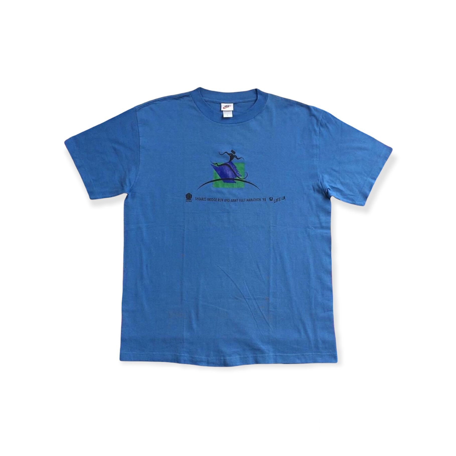 image of Og Vintage Nike Sheares Bridge Run Marathon Tshirts in Blue, Men's (Size Large)