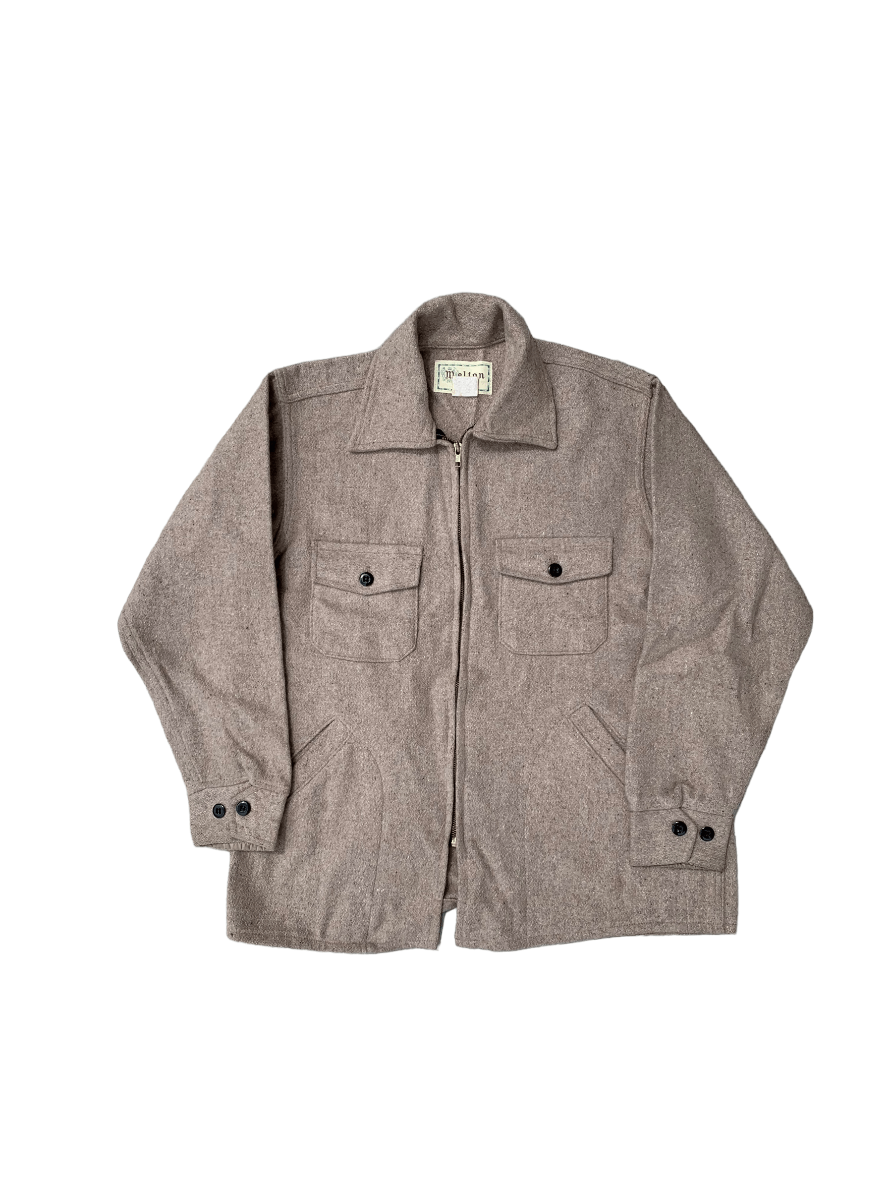 Vintage Vintage Melton Wool Zip Up Shirt Jacket Size US M / EU 48-50 / 2 - 1 Thumbnail