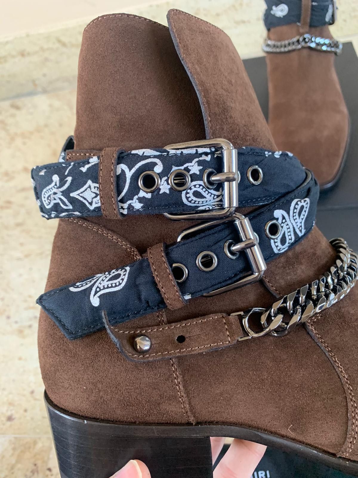 Amiri Bandana Chain Boots in Chocolate Size US 8 / EU 41 - 10 Thumbnail