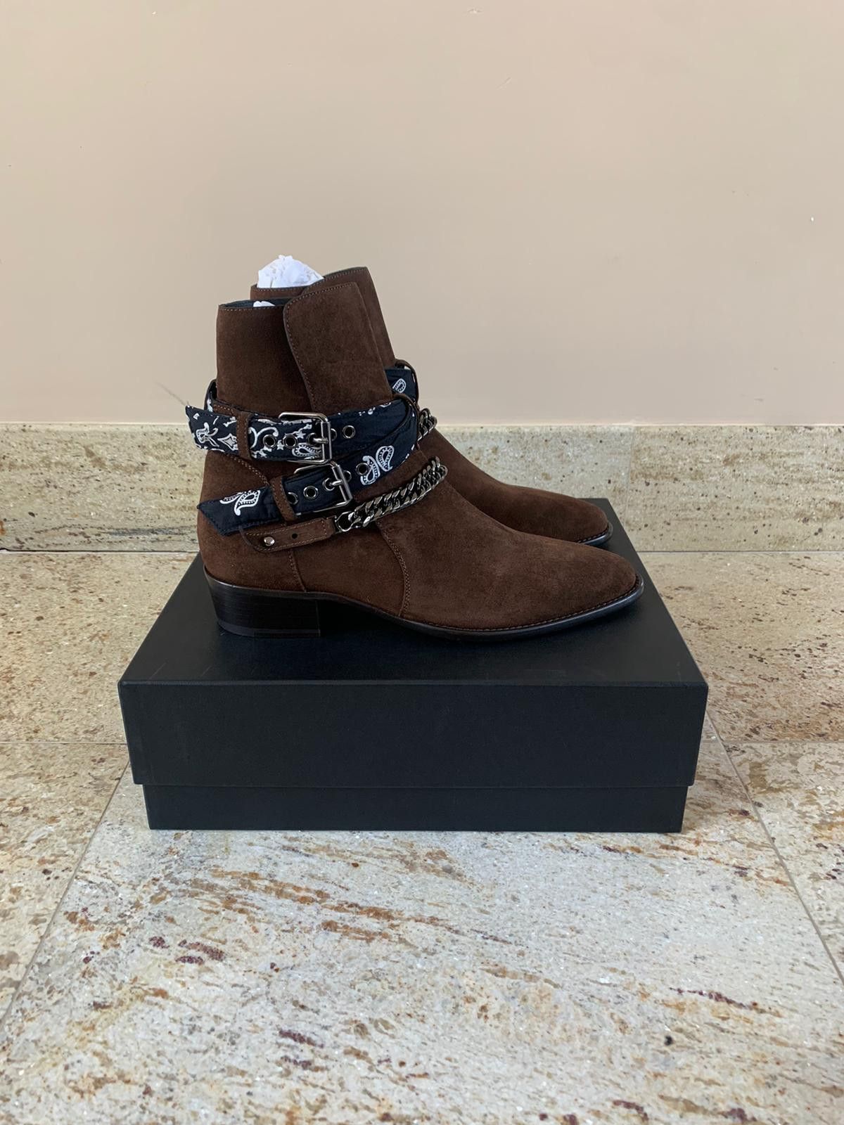 Amiri Bandana Chain Boots in Chocolate Size US 8 / EU 41 - 1 Thumbnail