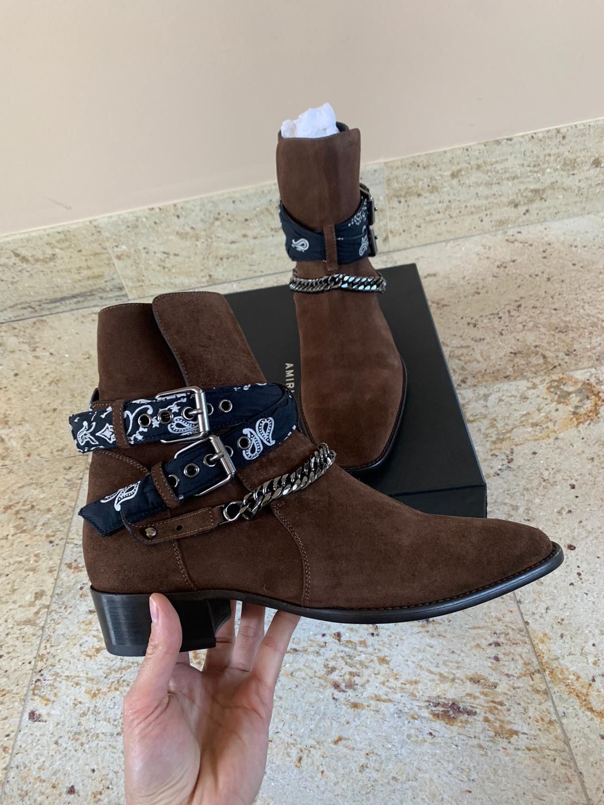 Amiri Bandana Chain Boots in Chocolate Size US 8 / EU 41 - 9 Thumbnail