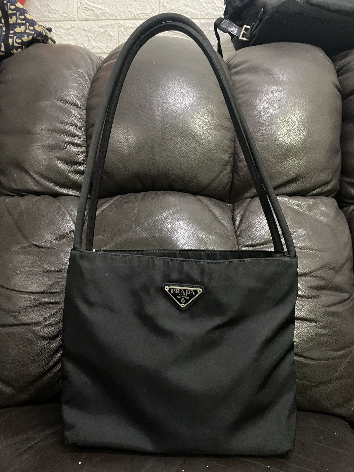 image of Authentic Prada Tessuto Nyalon City Tote Bag in Black, Women's