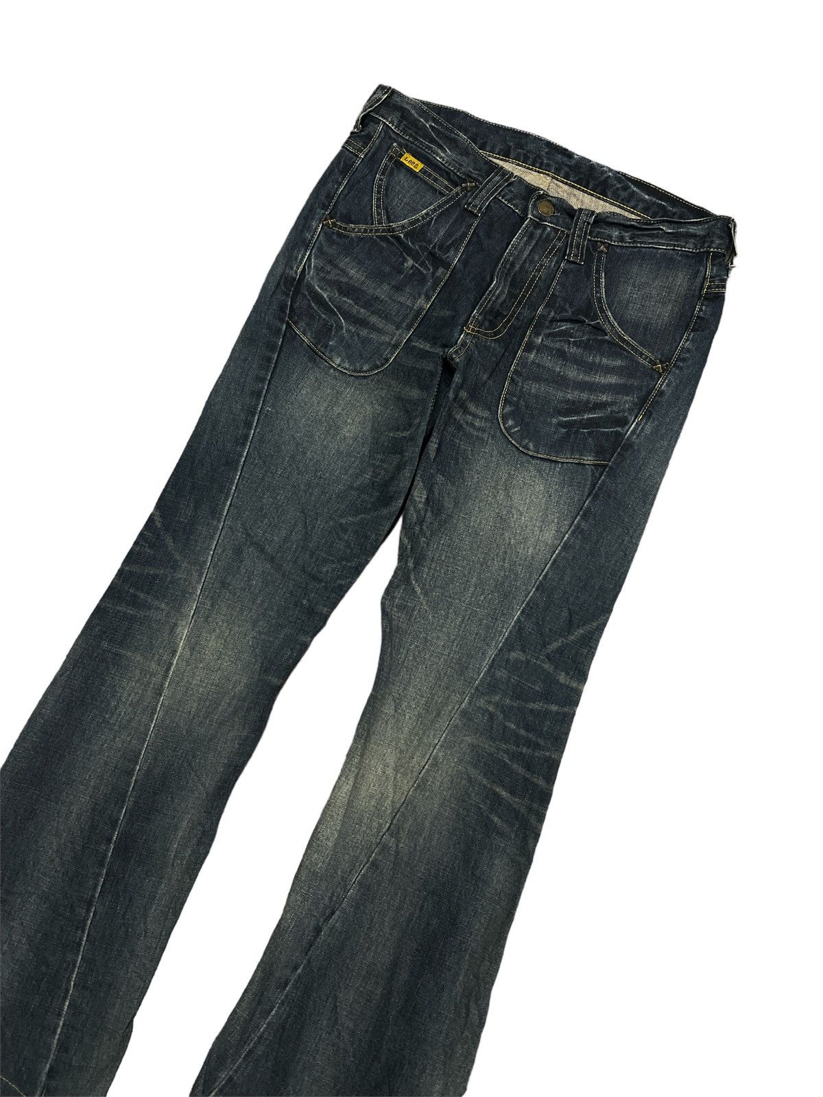 Japanese Brand FLARED💥LEE DISTRESSED DENIM TWIST PANT Size US 30 / EU 46 - 4 Thumbnail