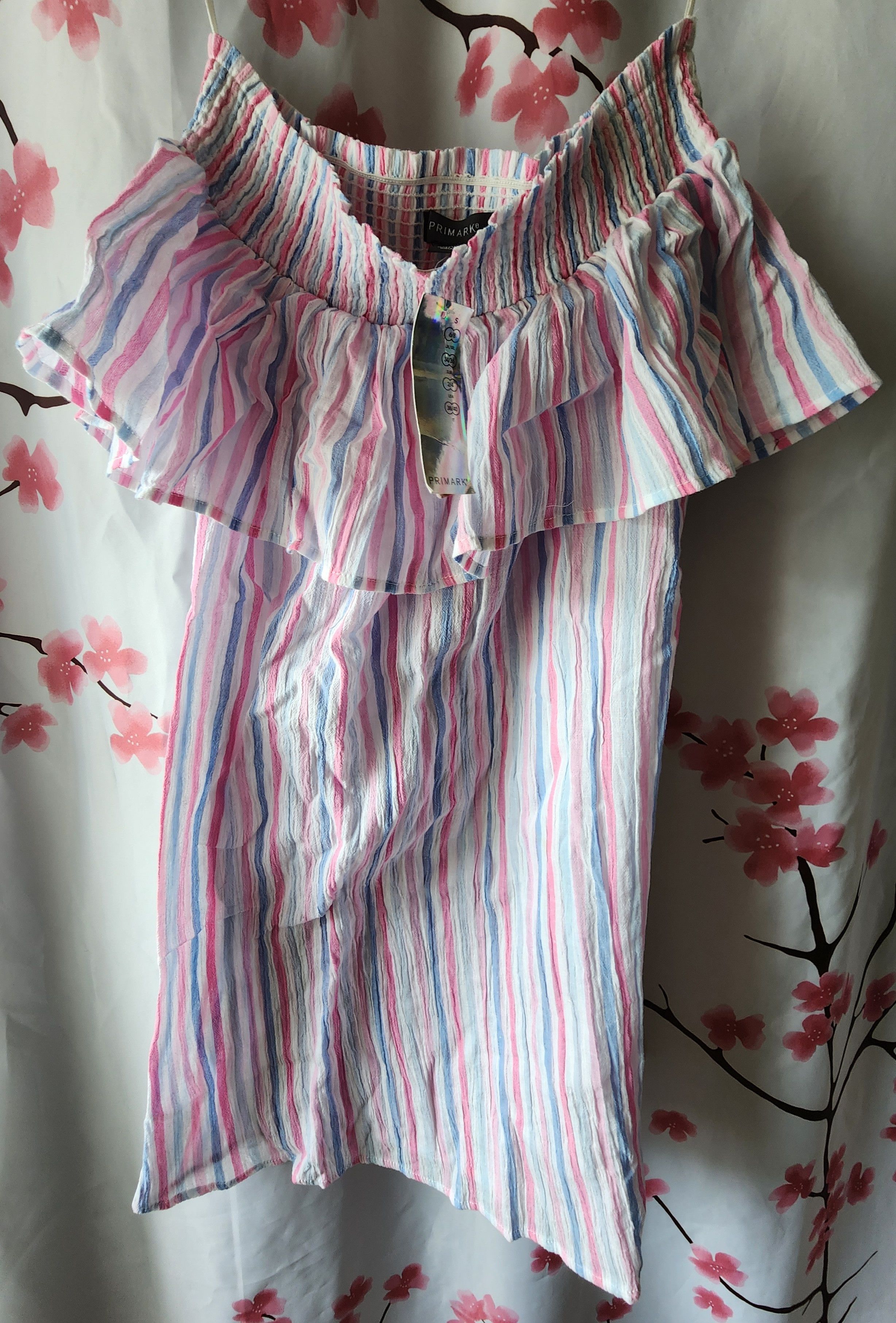 Other Primark Off Shoulder Candy Pink Pinstripe Cover Up Dress S Size S / US 4 / IT 40 - 1 Thumbnail