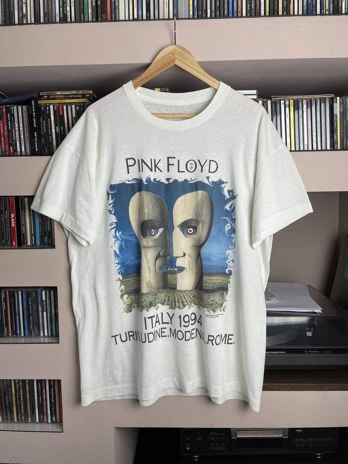 Image of Tour Tee x Vintage Pink Floyd Division Bell Italy 1994 Tour Band Rock Tee OG in White (Size XL)