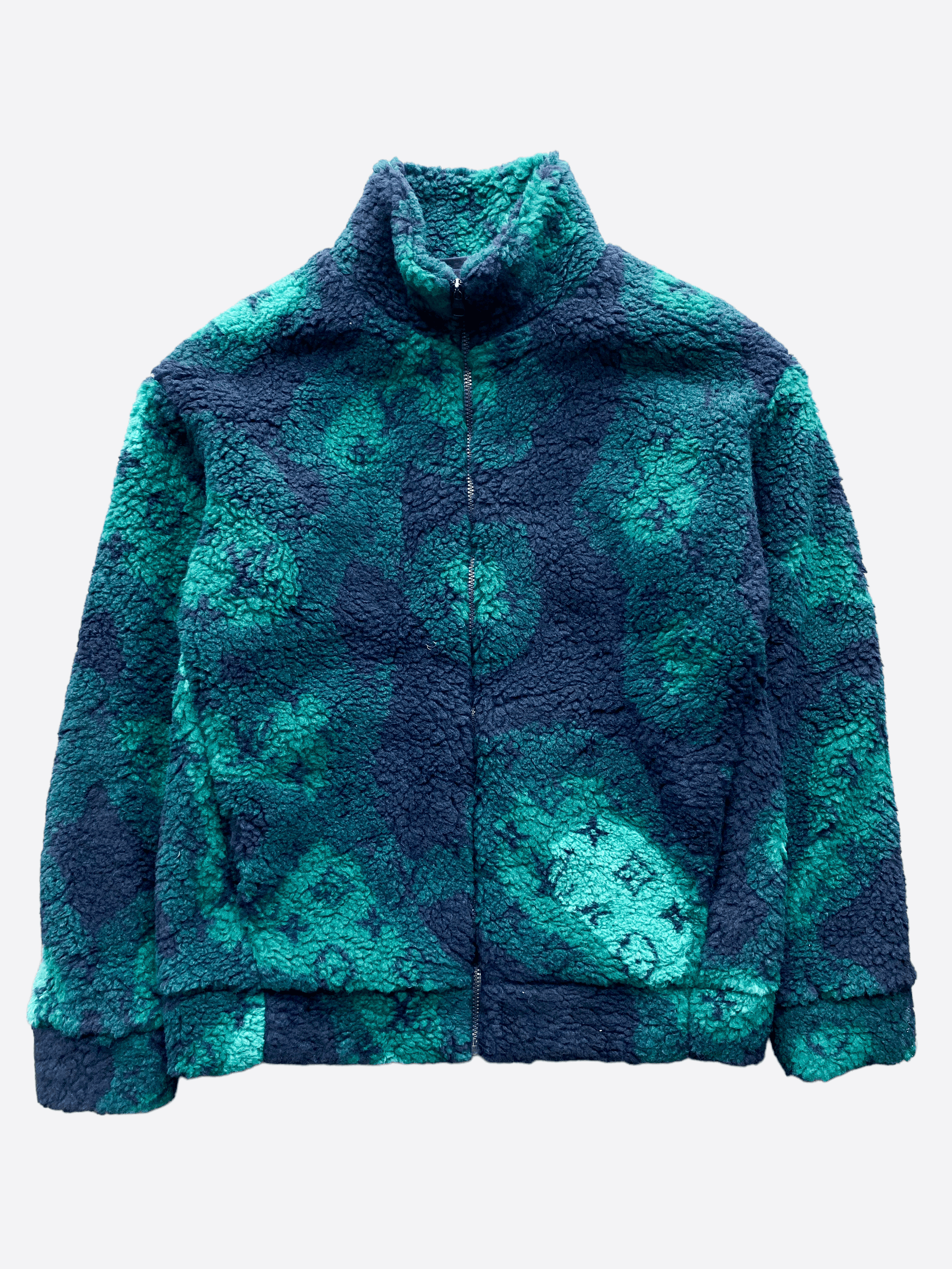 image of Louis Vuitton Camo Monogram Fleece Zip Up Jacket, Men's (Size Large)