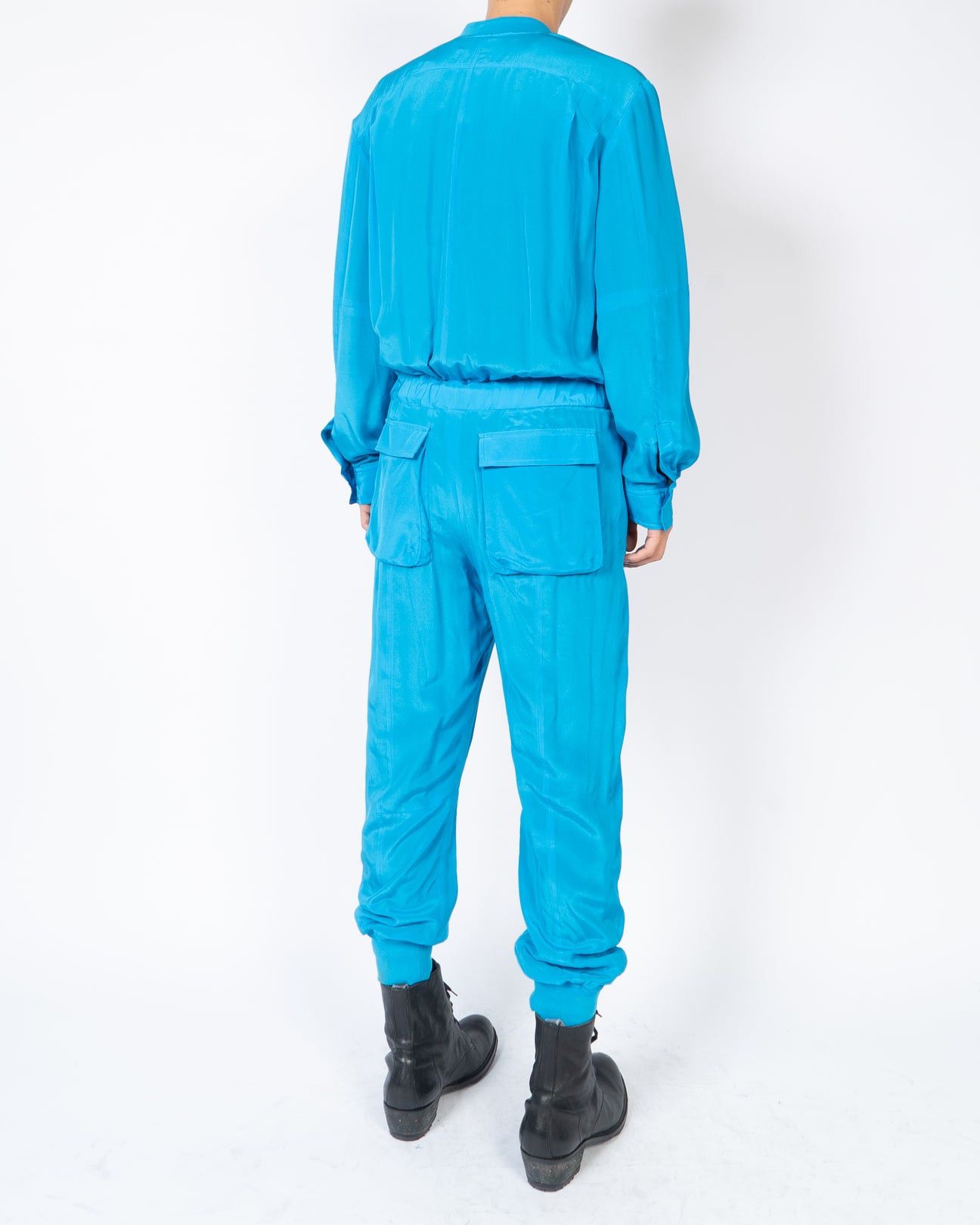 Haider Ackermann SS19 Light Blue Silk Military Jumpsuit Size US S / EU 44-46 / 1 - 4 Thumbnail