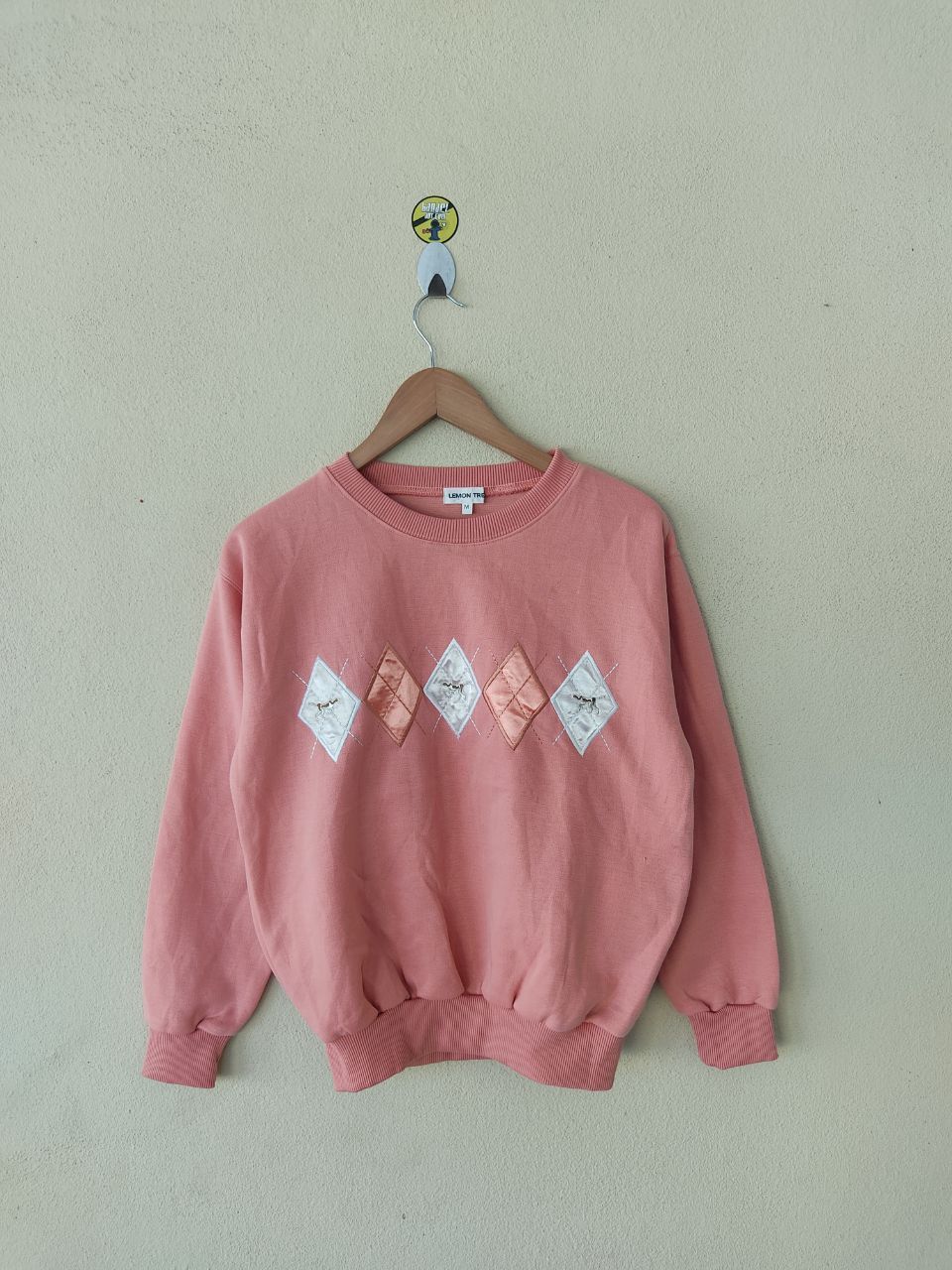 image of Vintage Emboidery Logo Lemon Tree Peach Sweatshirt, Men's (Size Medium)