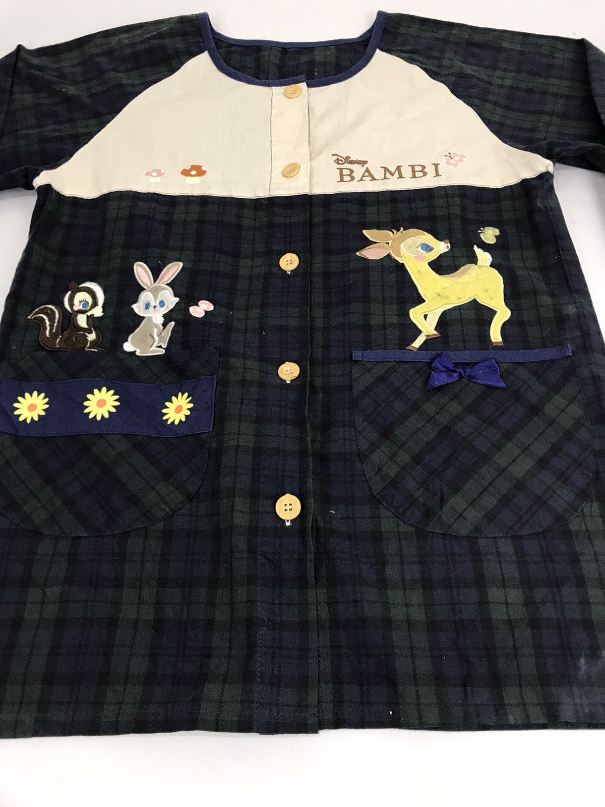 Disney Bambi Button Down Shirt Apron Kimono Style Plaid Check Size L / US 10 / IT 46 - 2 Thumbnail