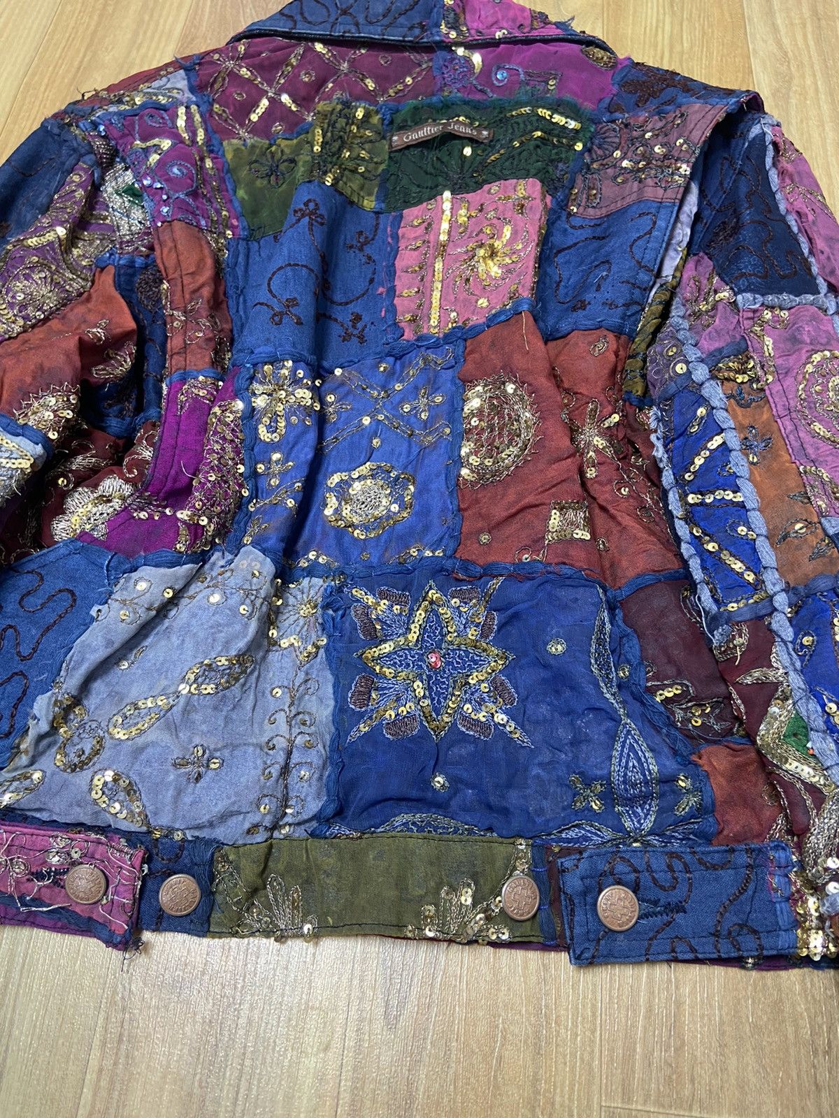 Jean Paul Gaultier M Jean paul gaultier ss99 Sequin patchwork silk denim jacket Size US M / EU 48-50 / 2 - 9 Thumbnail