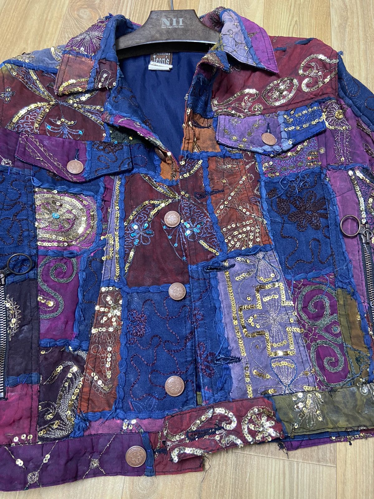 Jean Paul Gaultier M Jean paul gaultier ss99 Sequin patchwork silk denim jacket Size US M / EU 48-50 / 2 - 7 Thumbnail