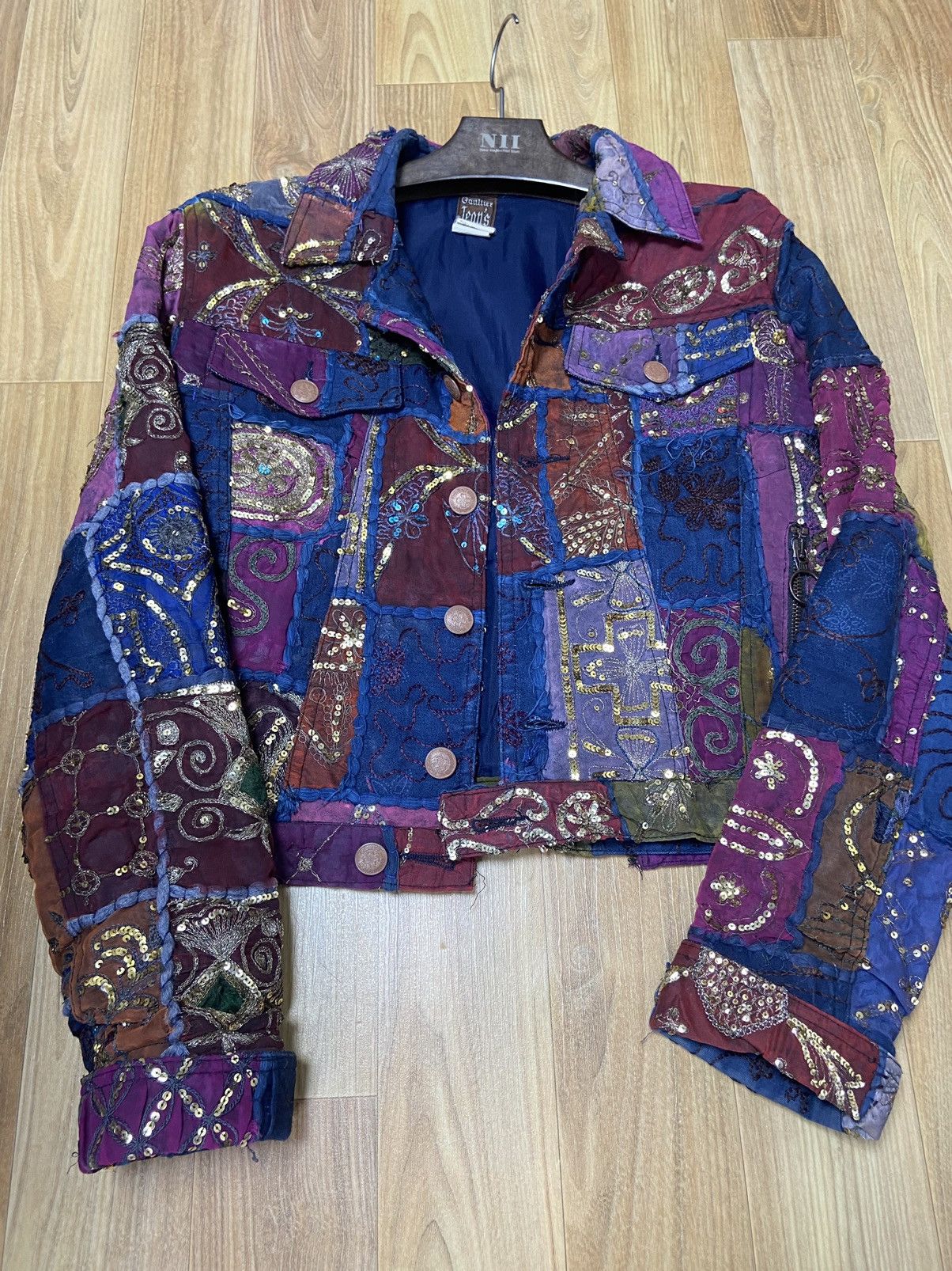 Jean Paul Gaultier M Jean paul gaultier ss99 Sequin patchwork silk denim jacket Size US M / EU 48-50 / 2 - 1 Thumbnail