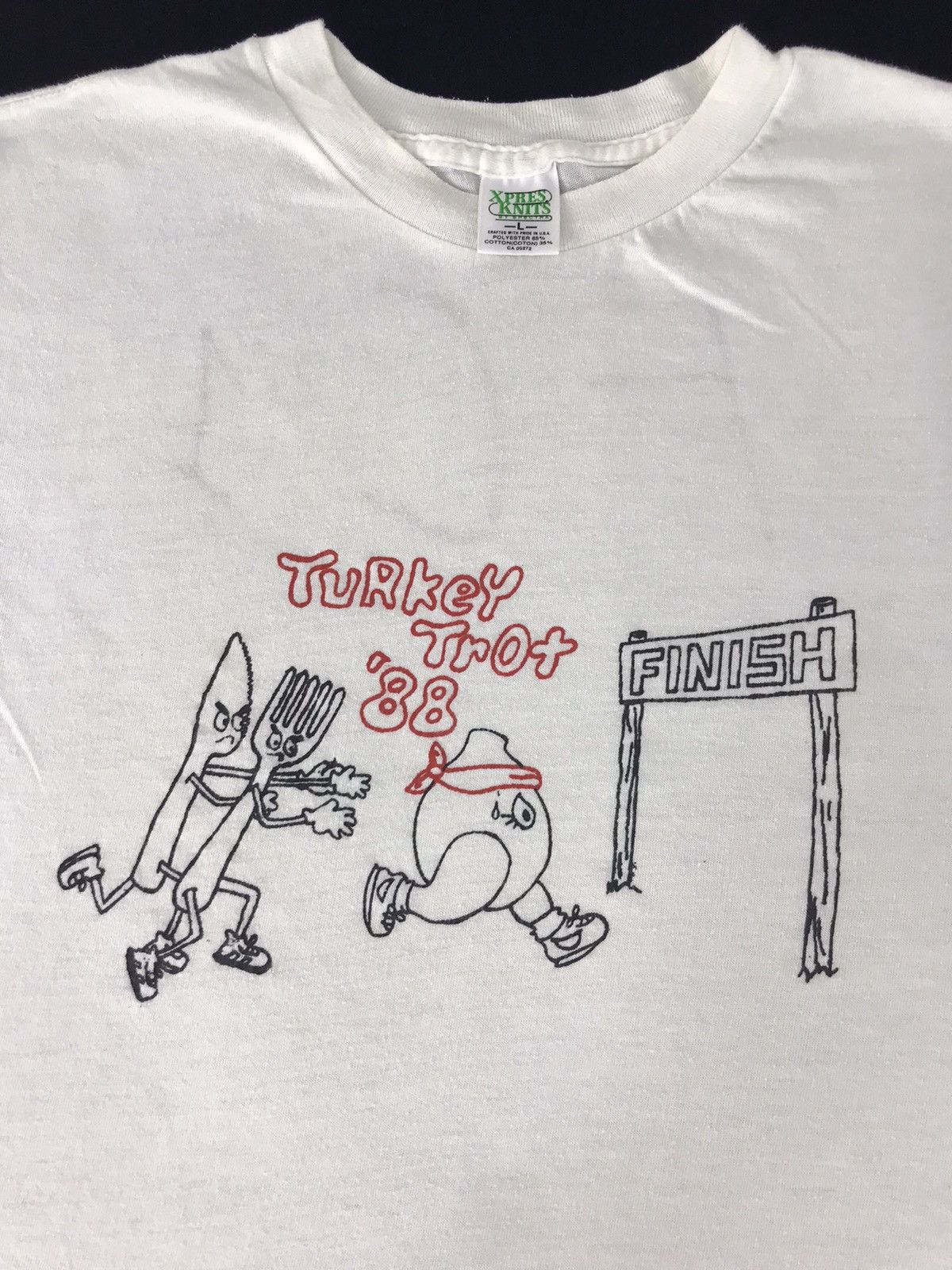 Vintage 80s 90s Turkey Trot 1988 Marathon Tee Printed Size M / US 6-8 / IT 42-44 - 1 Thumbnail