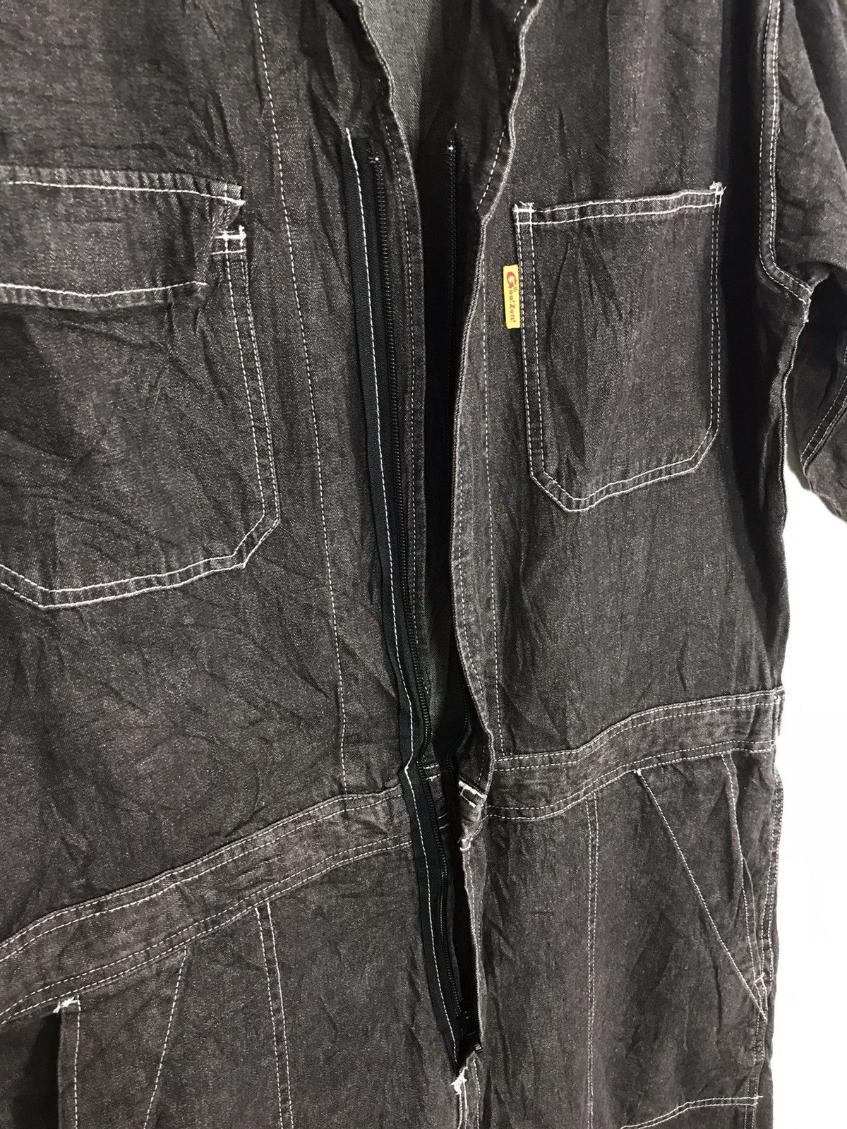 Japanese Brand × Vintage Goo Zen TamaTama Coverall Overall Black Denim Pant Workwear Size US 39 - 5 Thumbnail