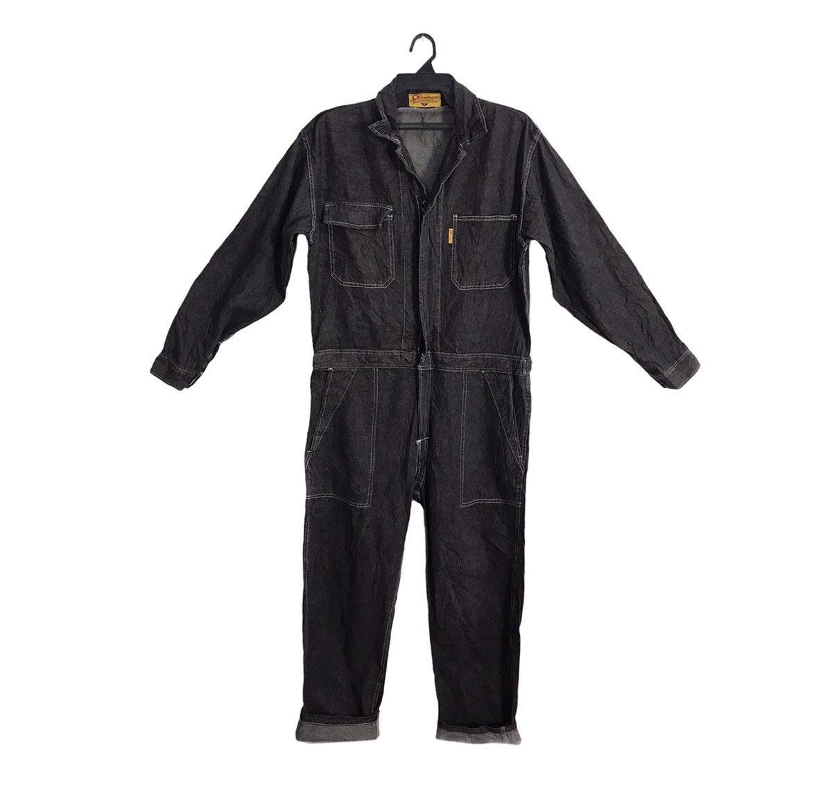 Japanese Brand × Vintage Goo Zen TamaTama Coverall Overall Black Denim Pant Workwear Size US 39 - 1 Thumbnail