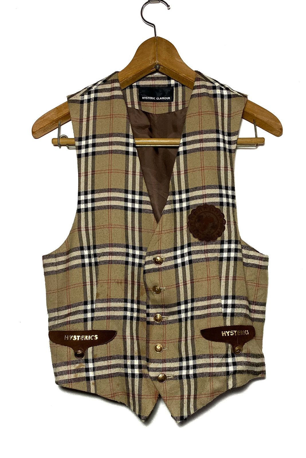 image of Hysteric Glamour Vest in Brown/Black Tartan, Men's (Size Small)