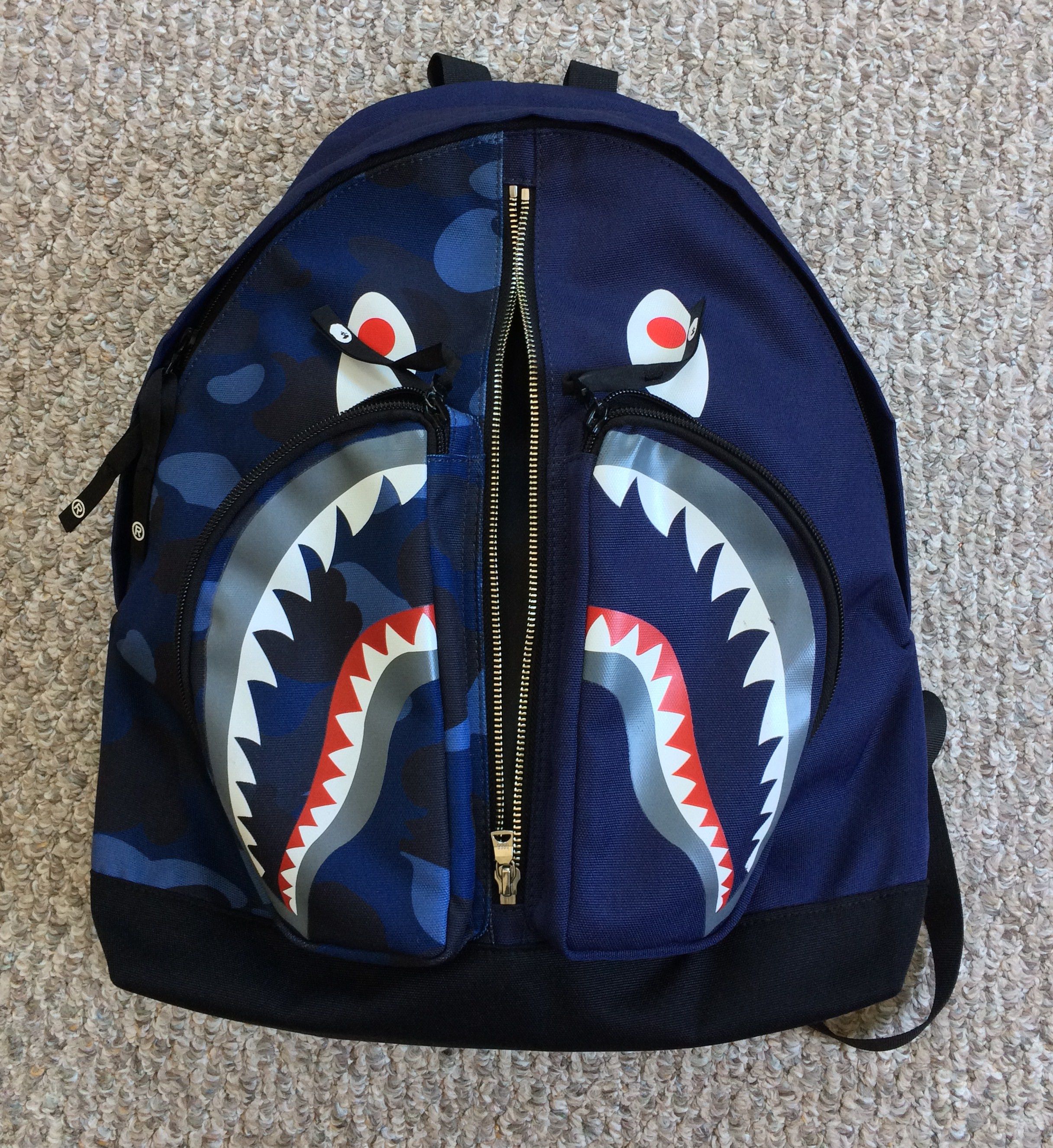 Bape Bape Blue Camo Shark Backpack Size ONE SIZE - 2 Thumbnail