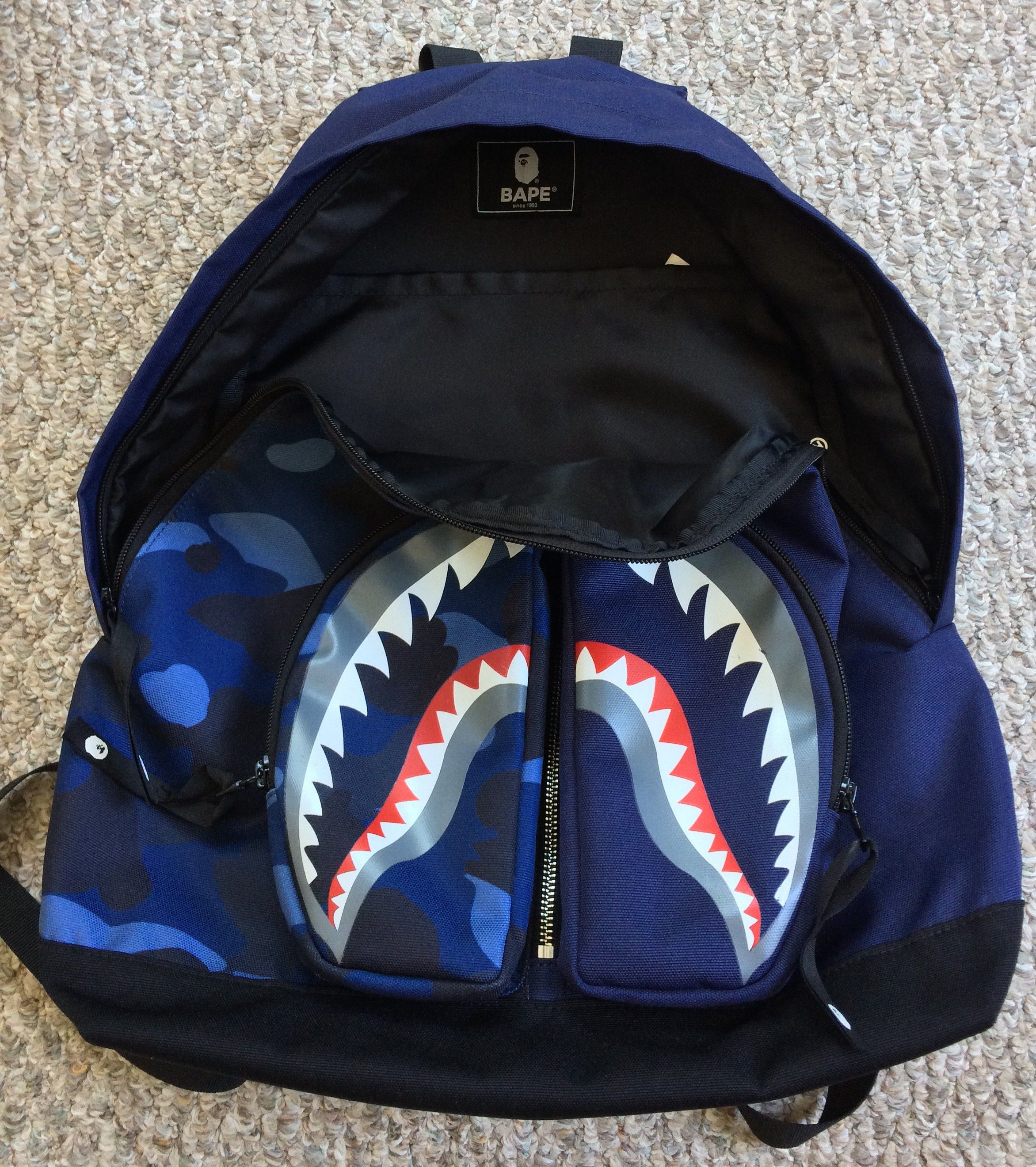 Bape Bape Blue Camo Shark Backpack Size ONE SIZE - 3 Thumbnail