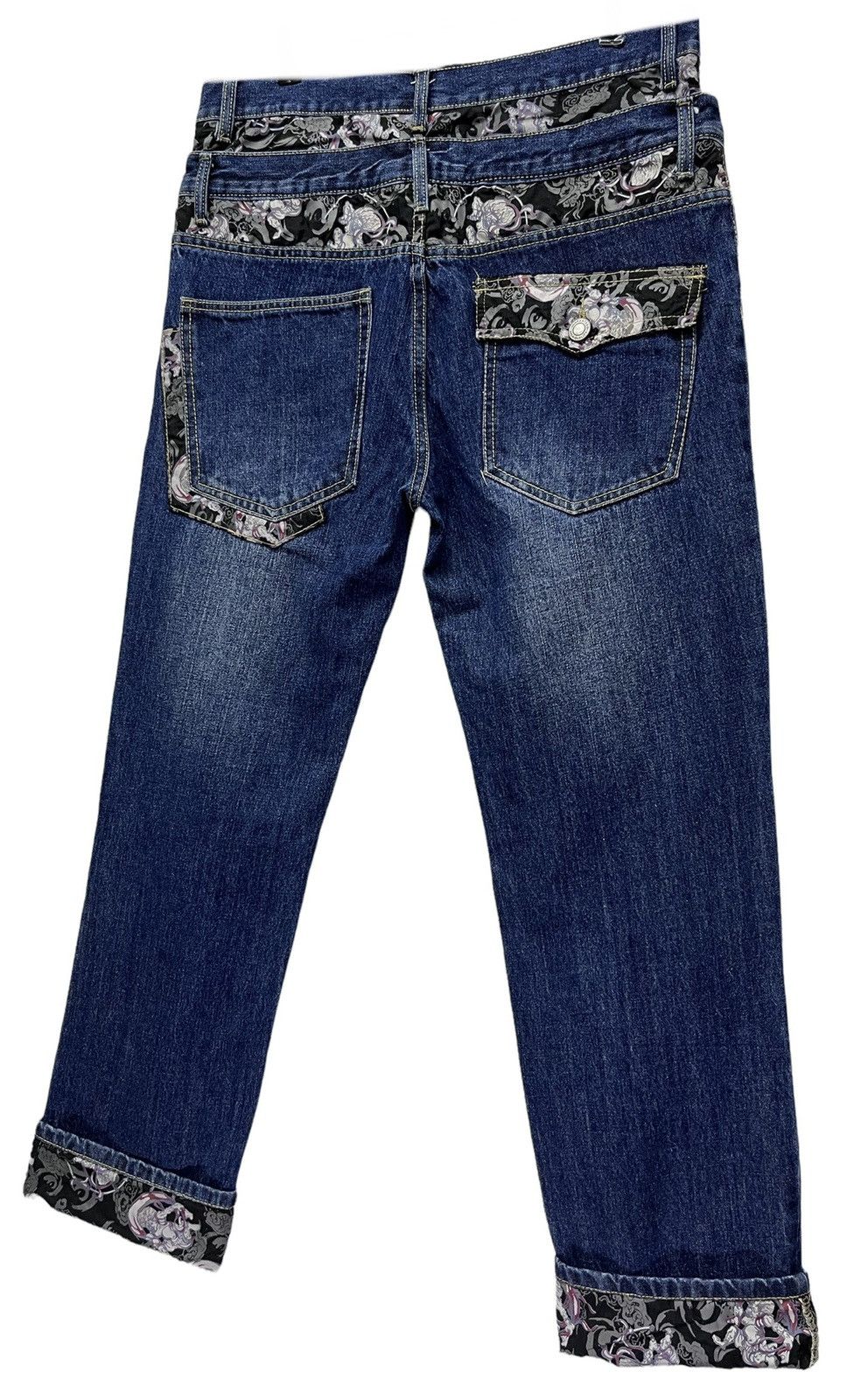 Karakuri Tamashii Phoenix Bird Embroidery x Raijin Double Waist Denim Pants Size US 34 / EU 50 - 7 Thumbnail